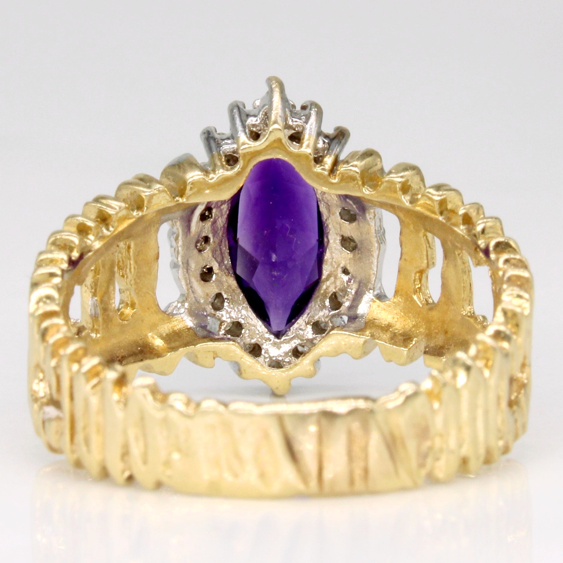 Amethyst & Diamond Ring - 0.65ct Amethyst with 0.08ctw Diamonds - Size 6.75 - Elegant Purple Gemstone Jewelry for Women - Perfect for Engagement, Anniversary & Special Occasions