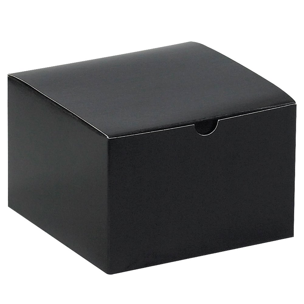 Premium 6x6x4 Inch Glossy Black Gift Boxes - Pack of 100 | Easy Assembly Holiday & Birthday Present Packaging | Perfect for Christmas, Wedding Favors, Corporate Gifts & Party Favors