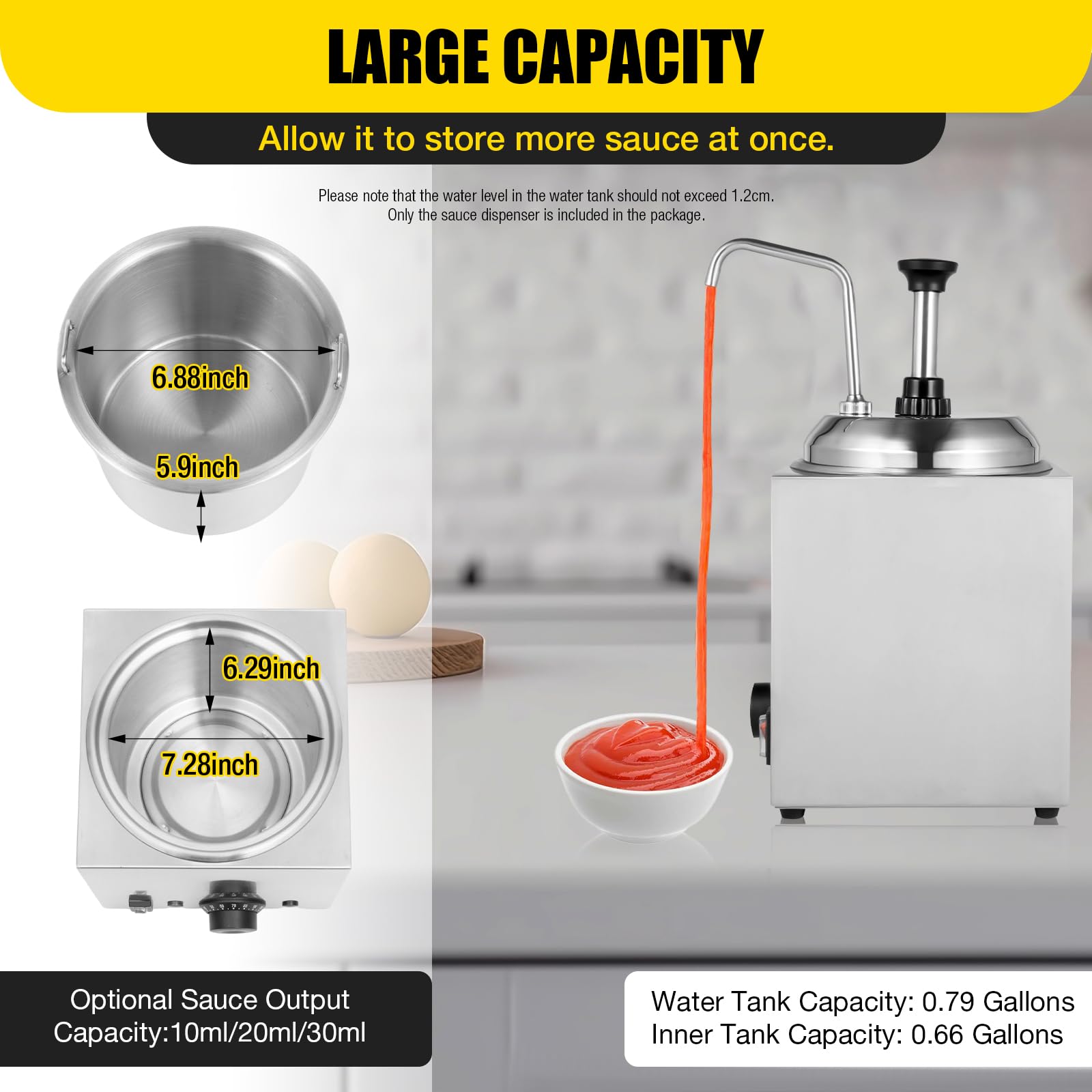DYRABREST 2.5-Liter Commercial Cheese Warmer with Pump - Electric Nacho Cheese Dispenser for Hot Fudge, Caramel & Chocolate Sauce (30°C-110°C) - Perfect for Restaurants, Cinemas & Party Snack Stations