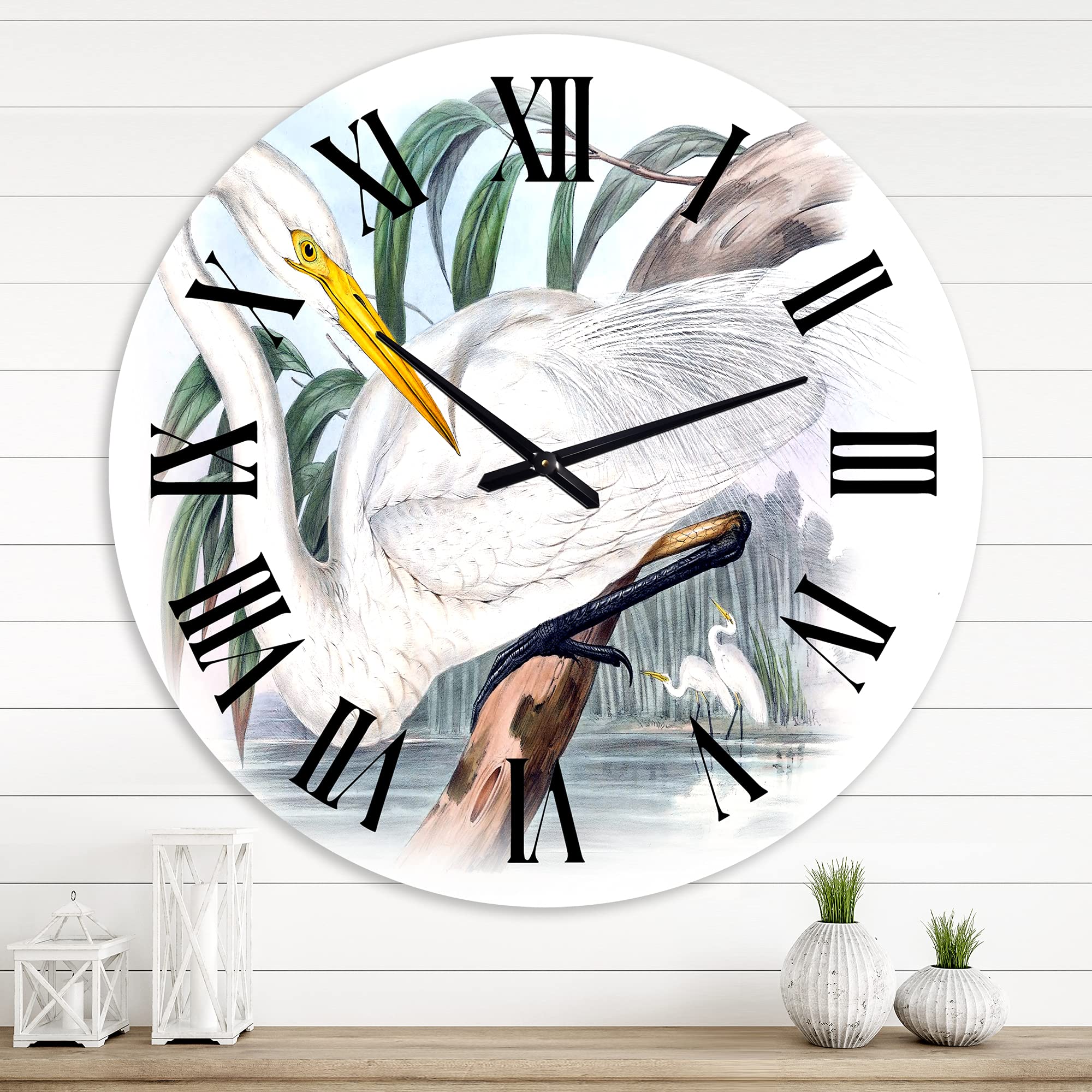 Vintage Australian Birds IV Traditional Wall Clock - Large Landscape & Nature Wall Decor for Bedroom, Living Room & Office | Silent Non-Ticking Clock for Home & Workspace