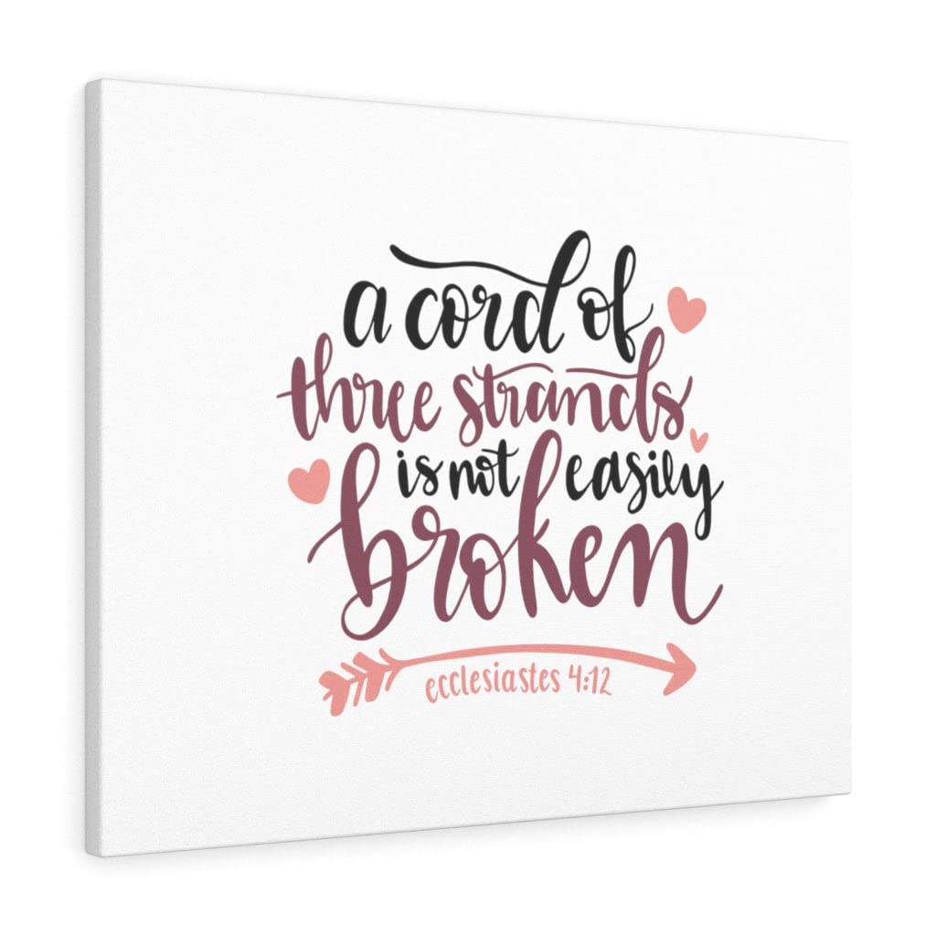 Christian Wall Art - Ecclesiastes 4:12 Bible Verse Print 'A Cord of Three Strands is Not Easily Broken' - Ready to Hang Scripture Home Decor for Living Room, Bedroom & Church