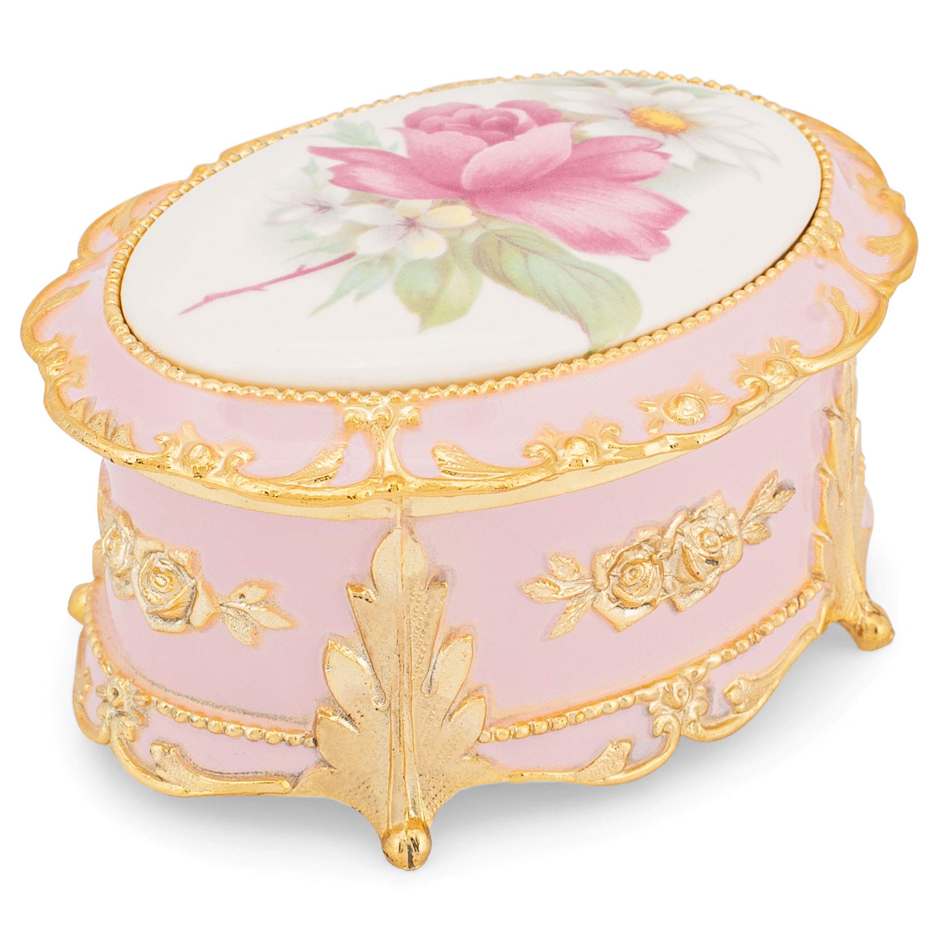Elegant Floral Music Jewelry Box - Oval Shape with 'Candle in the Wind' Melody | Perfect Gift for Birthdays, Anniversaries & Home Decor