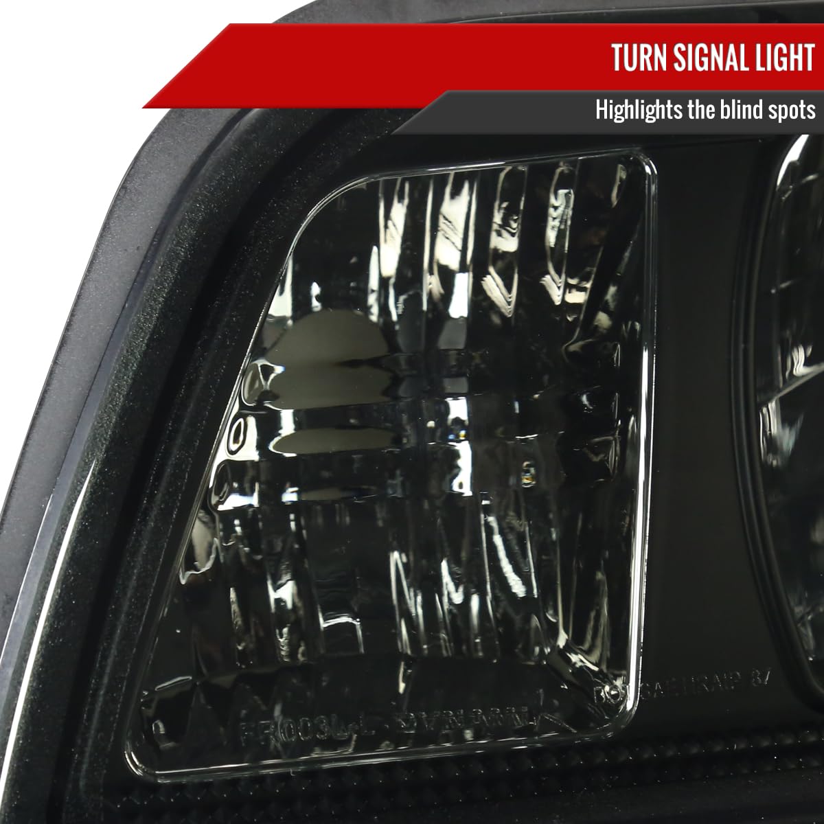 Ford Mustang 1987-1993 Replacement Headlights - Smoke Euro 1-Piece Style Head Lamps for Improved Visibility & Style | Perfect for Night Driving & Car Upgrades
