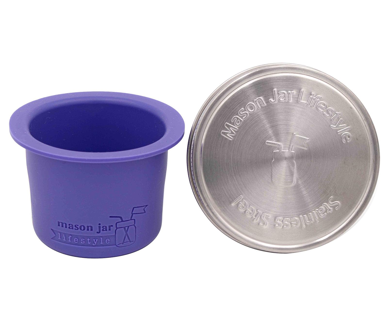 Eco-Friendly Mason Jar Lifestyle Divider Cup - BPA-Free Plastic Free Bento Lunch Container for Salads, Dips & Snacks (Ultra Violet, Wide Mouth) | Perfect for Meal Prep, Picnics & Office Lunches
