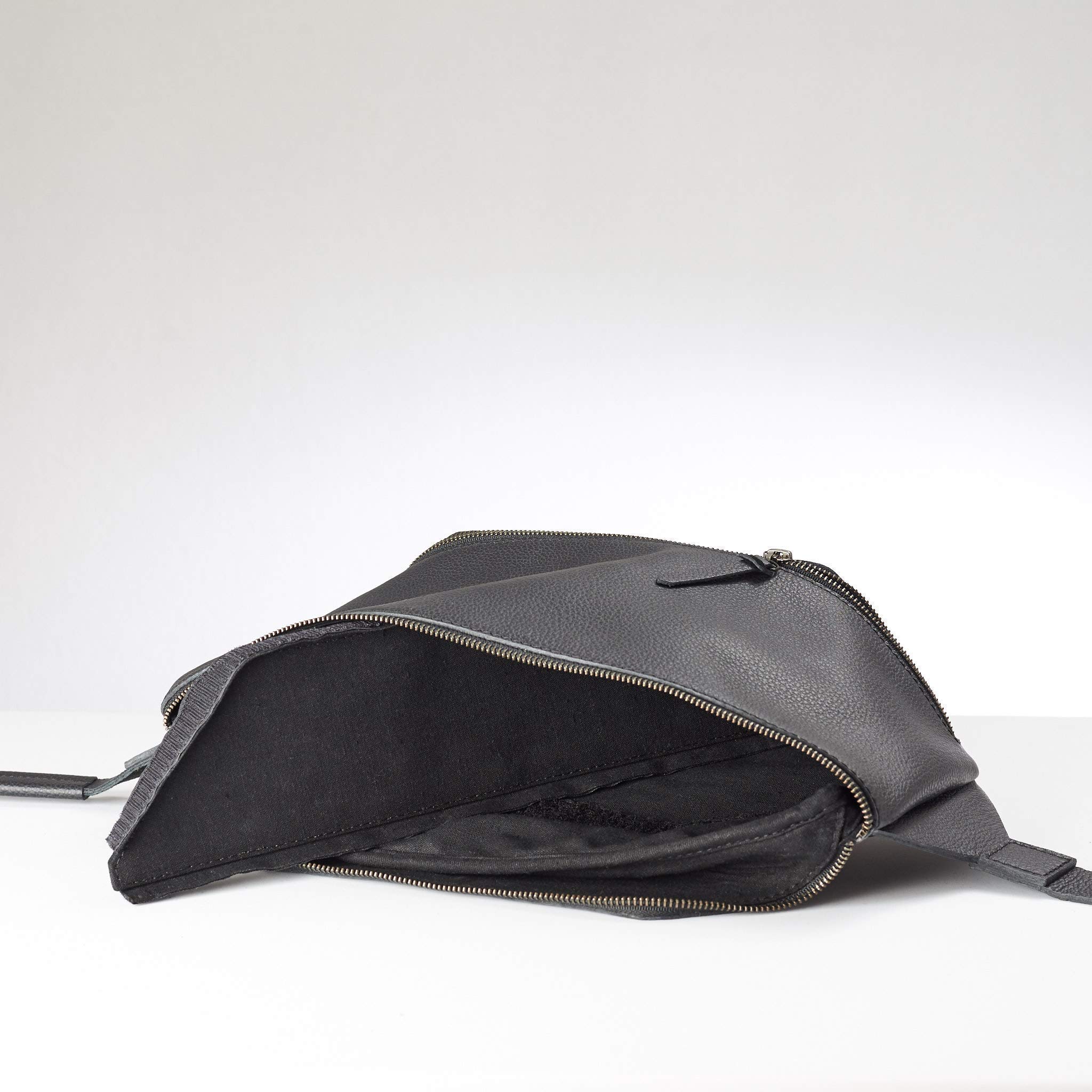 Black Leather Sling Backpack for Men - Single Strap Small Shoulder Bag - Stylish Crossbody Daypack for Street Fashion, Everyday Carry & Festivals - Perfect Gift for Travel & Urban Lifestyle