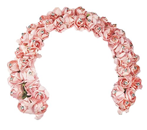 Kabello Wedding Hair Accessories for Women - Pink Bridal Gajra (Veni) Hair Jewelry | Perfect for Indian Weddings, Bridal Shower & Special Occasions