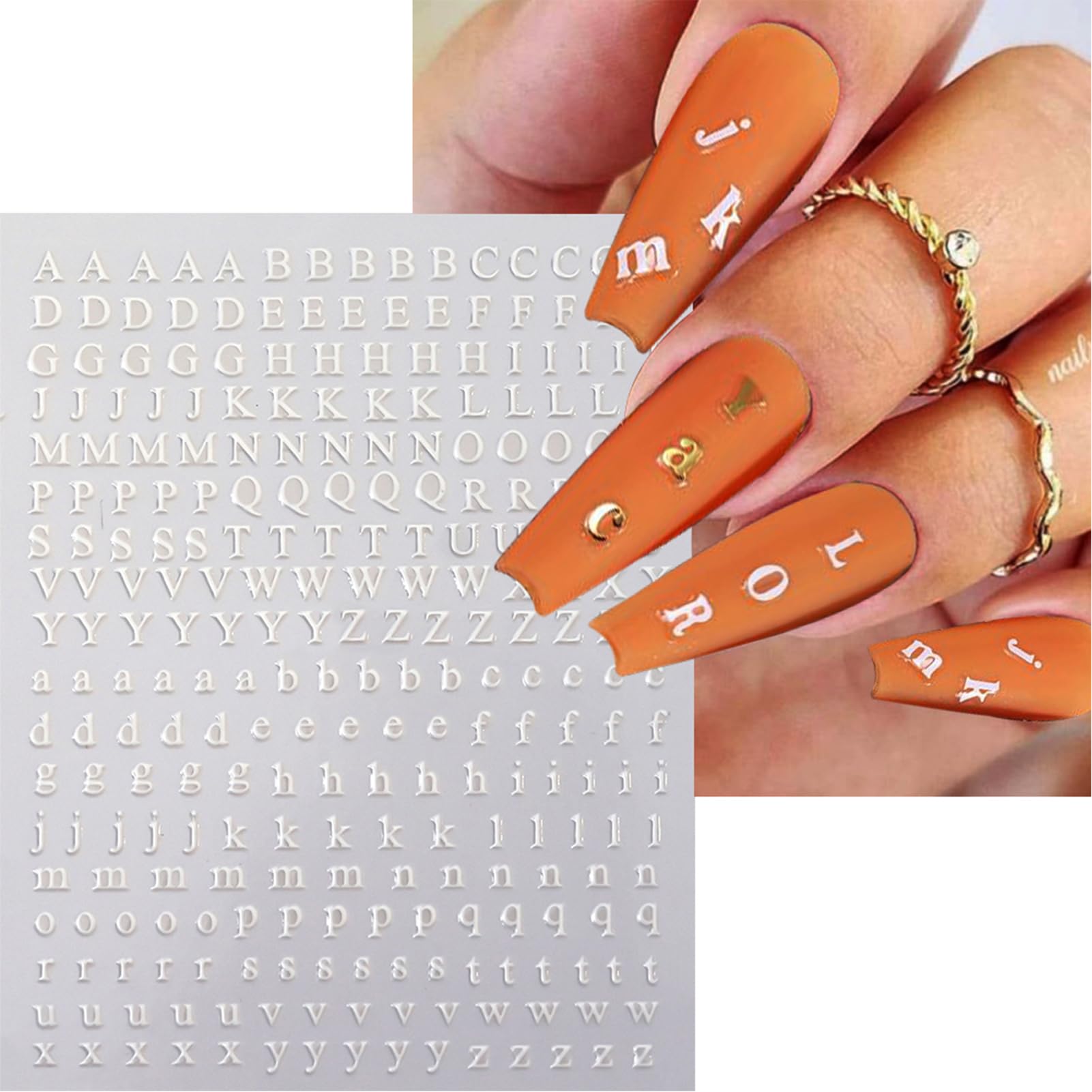3D Alphabet Nail Stickers - Gold Silver Holographic Nail Art for DIY Manicure | Party & Wedding Nail Decor
