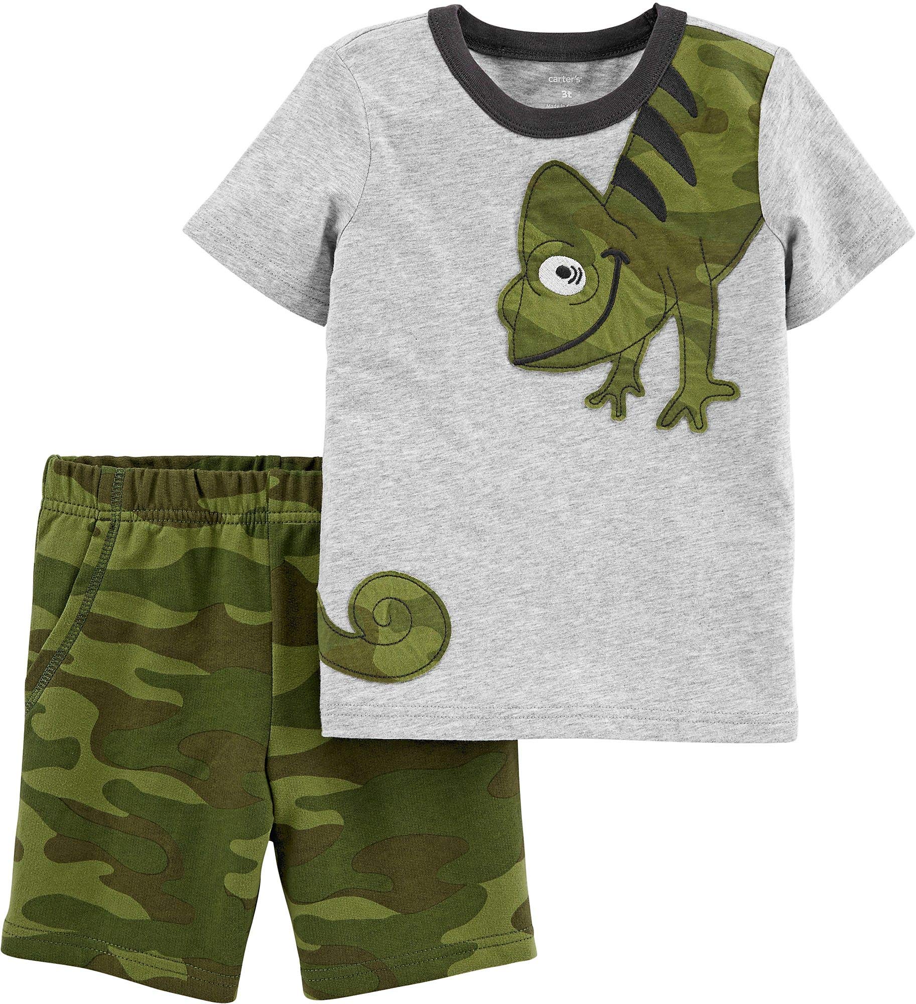 Carter's Baby Boys Camo Chameleon Shorts Set - 2-Piece Outfit with Matching Top | Soft Cotton Playwear for Infants & Toddlers | Perfect for Playdates, Summer Adventures & Casual Outings