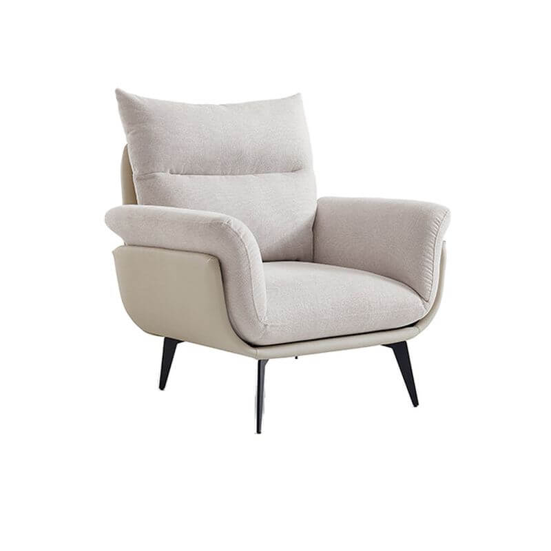 Minimalist White Armchair with Tufted Back & Button Details - Removable Slipcover & Cushions - Modern Living Room, Bedroom, or Office Seating Furniture for Home Decor