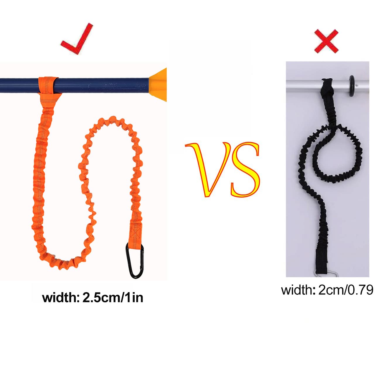 **2 Pack Stretchable Kayak Paddle Leash with Carabiner - SUP Canoe Fishing Rod Holder, Secure Lanyard Strap for Water Sports & Outdoor Adventures**