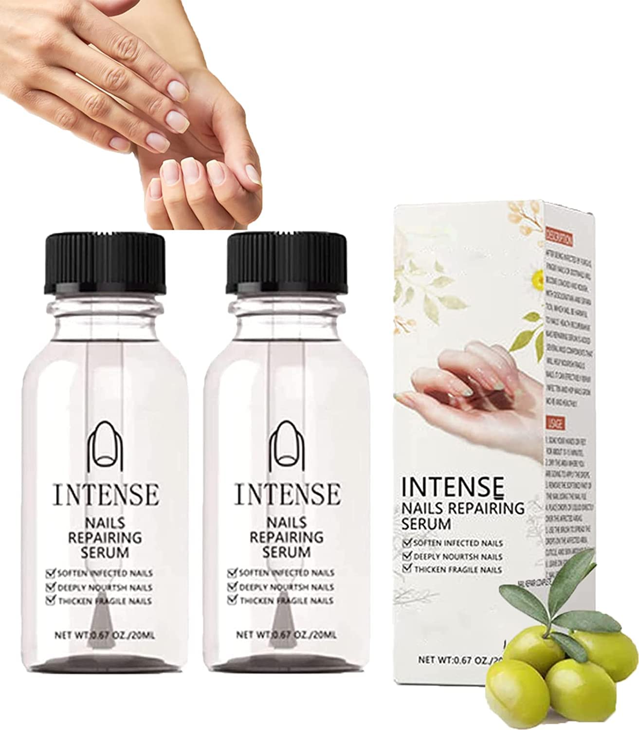NailGro Intense Nail Growth & Strengthening Serum - Fast Repair Solution for Weak, Brittle & Damaged Nails (2 Pack) | Professional Nail Care Treatment for Stronger, Healthier Nails at Home or Salon