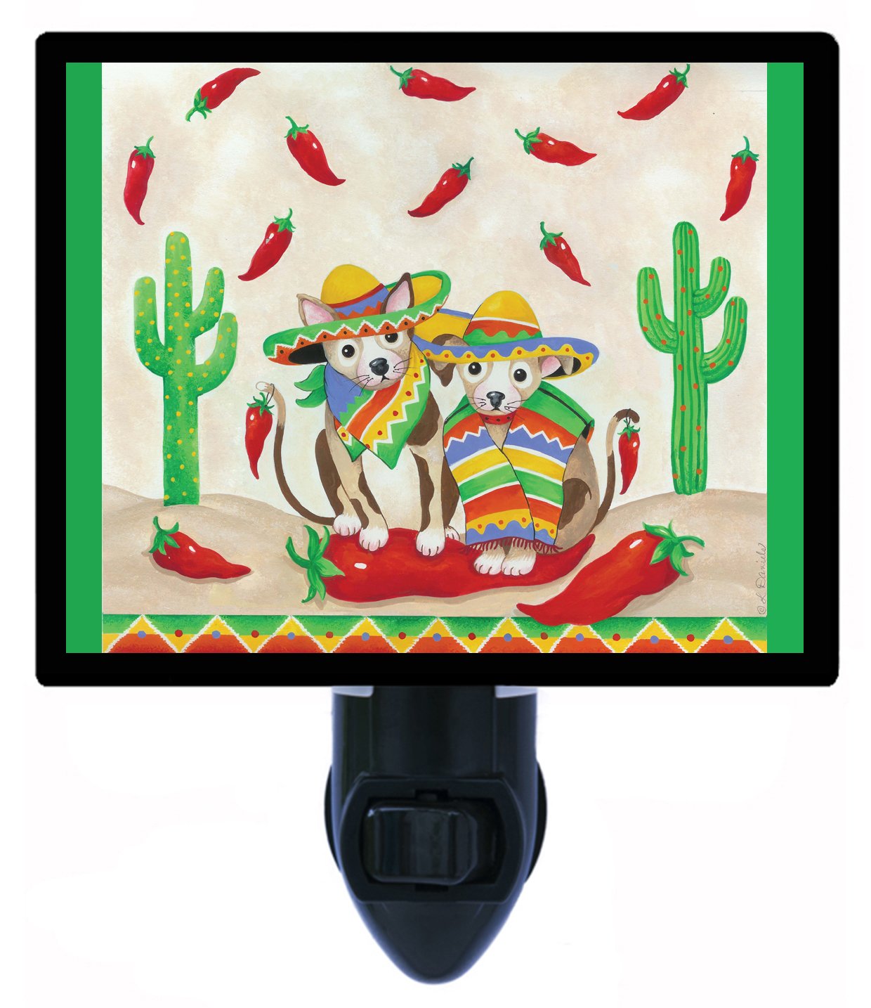 Dog Night Light - LED Pet Night Light for Chihuahuas & Small Dogs | Cute Dos Amigos Perros Design | Bedroom, Nursery & Hallway Night Light for Puppy Lovers