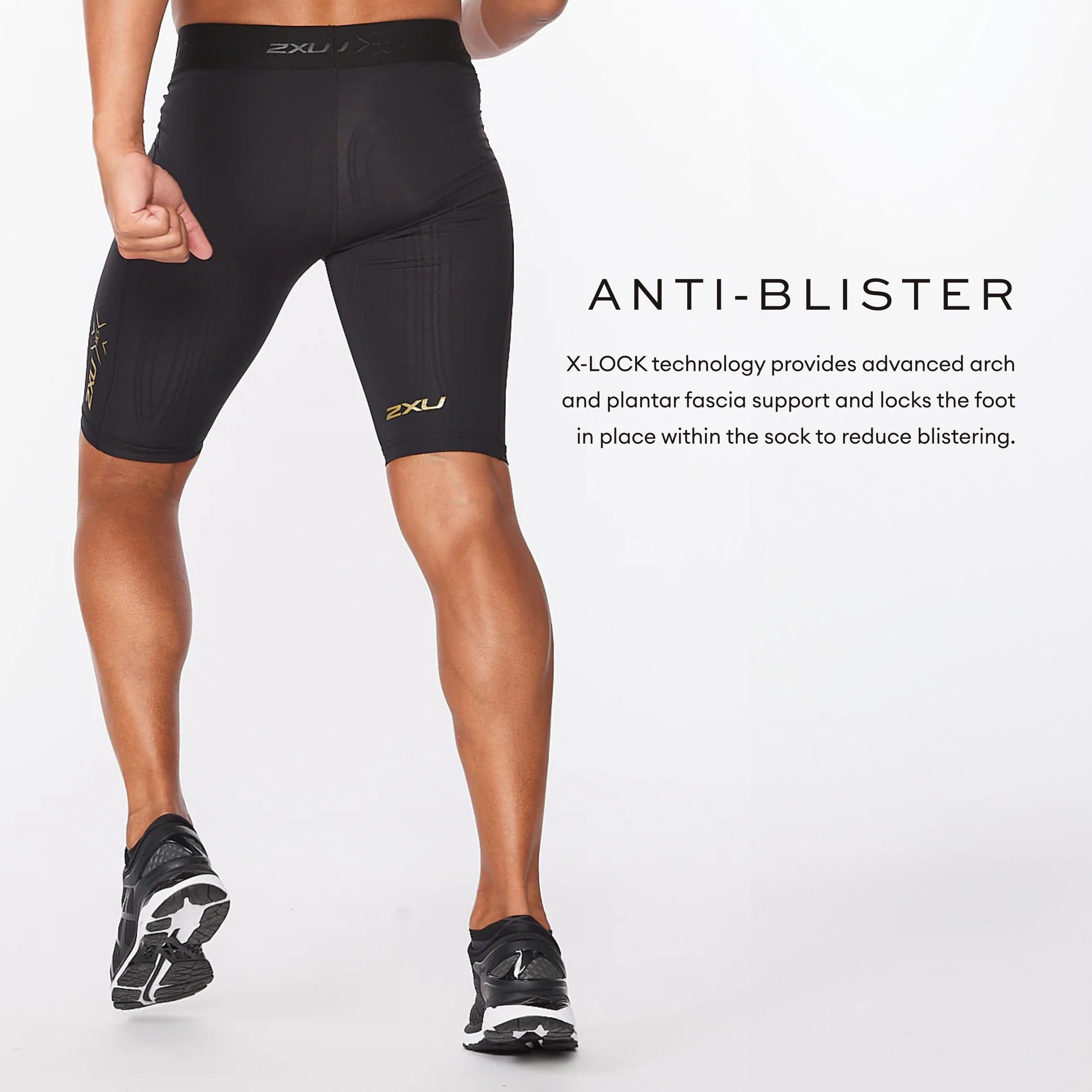 2XU Men's Force Compression Shorts - High Performance Workout Shorts for Running, Cycling & Gym - Enhanced Muscle Support & Recovery - Black/Gold - X-Small - Ideal for Athletes & Fitness Enthusiasts