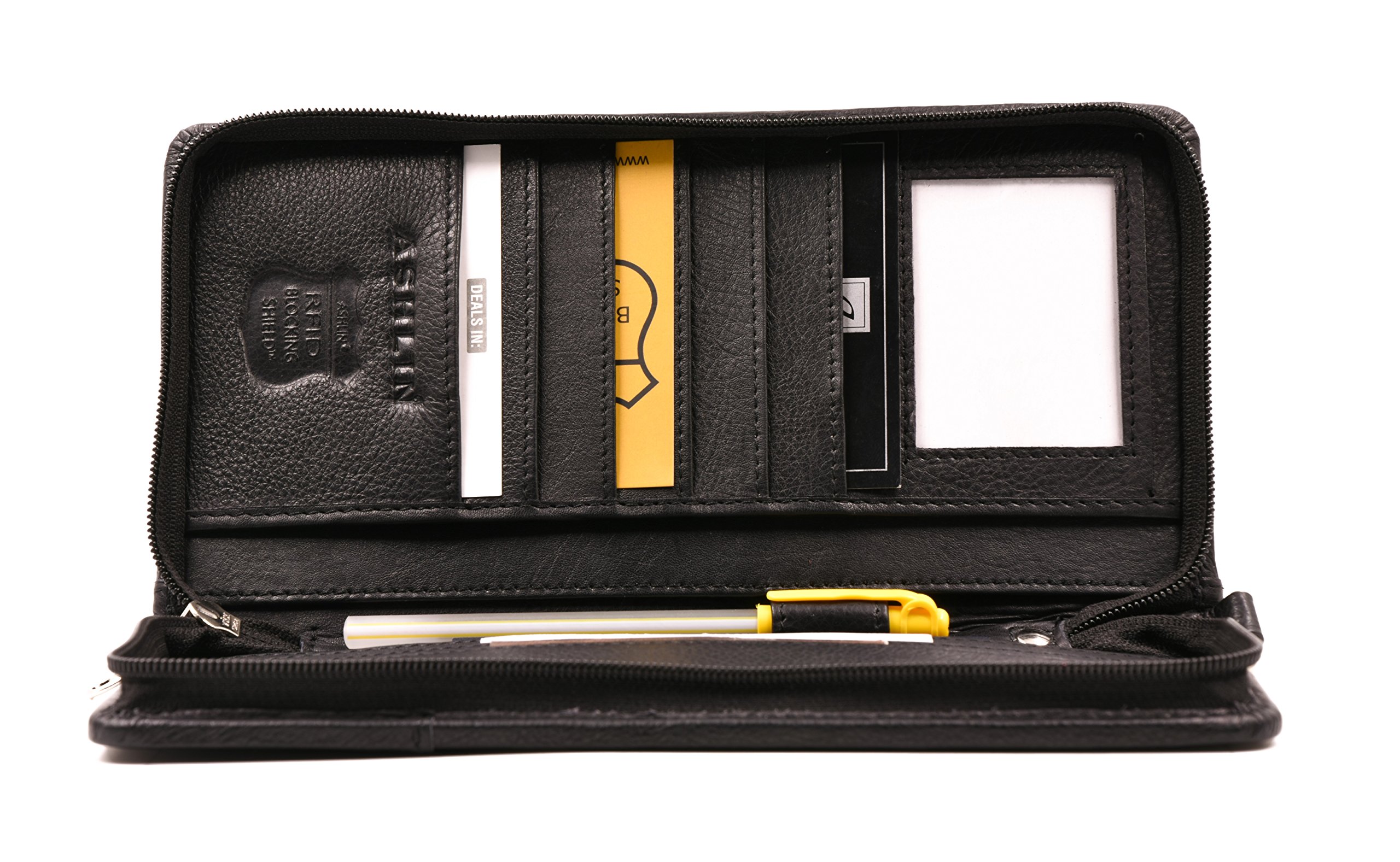 Premium ASHLIN RFID Blocking Passport & Ticket Wallet - Genuine Leather Travel Organizer for Secure Document Storage - Perfect for International Travel & Business Trips [RFIDT7774-18-01]