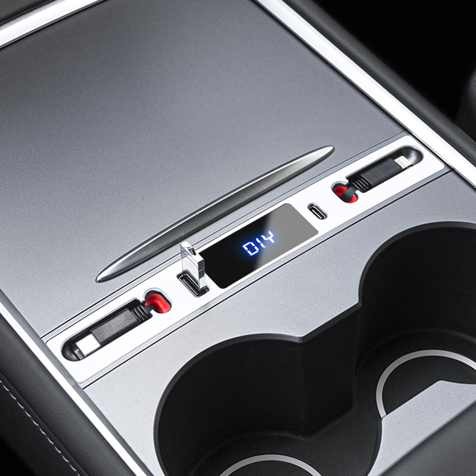 Tesla Model Y/3 USB Hub - OEM Design Retractable Fast Charger (White) | Essential Center Console Accessory for 2021-2023 Tesla Vehicles | Perfect Gift for Tesla Owners | Ideal for Road Trips & Daily Commuting