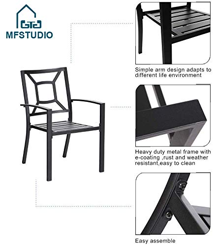 MFSTUDIO 3-Piece Black Wrought Iron Patio Bistro Set - 2 Metal Chairs & Coffee Table for Outdoor Dining, Garden, Yard, or Balcony - Classic Elegant Iron Furniture for Relaxing & Entertaining