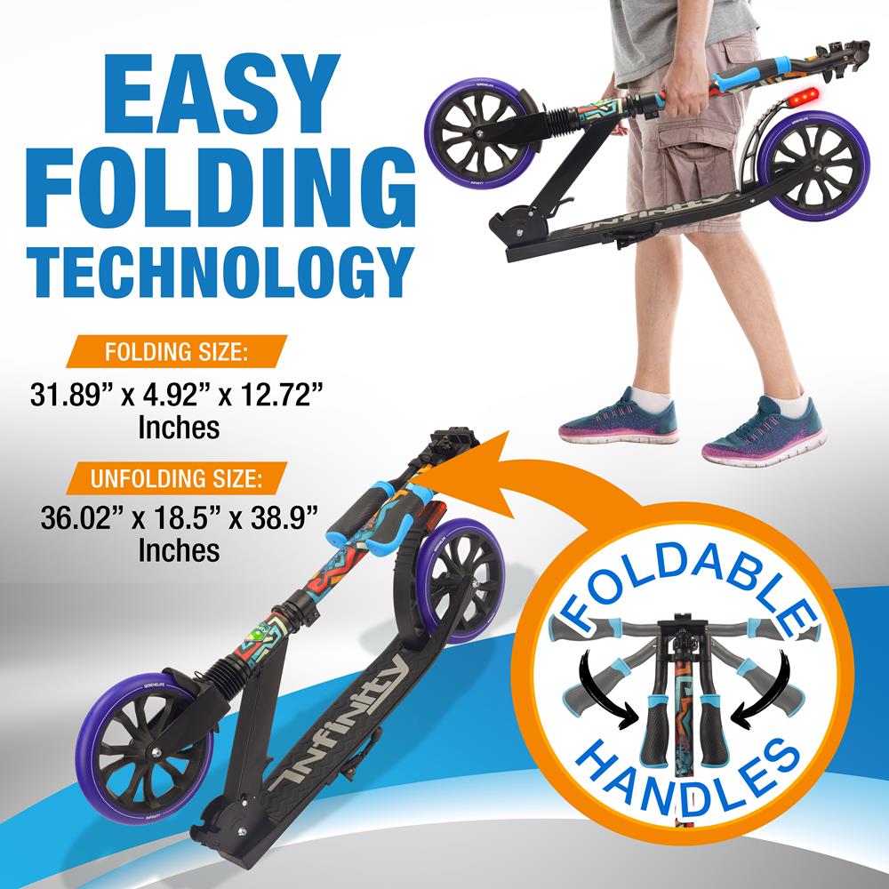 Foldable Kick Scooter for Adults & Teens - Lightweight, Portable Commuter Scooter for Urban Travel & Campus Use