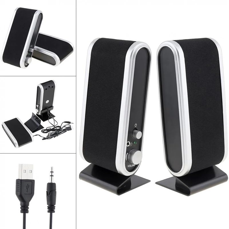 ZHCHAO USB 2.0 Wired Computer Speakers with 3.5mm Audio Jack - Stereo Sound for PC, Laptop, Desktop - Perfect for Gaming, Music & Home Office Use
