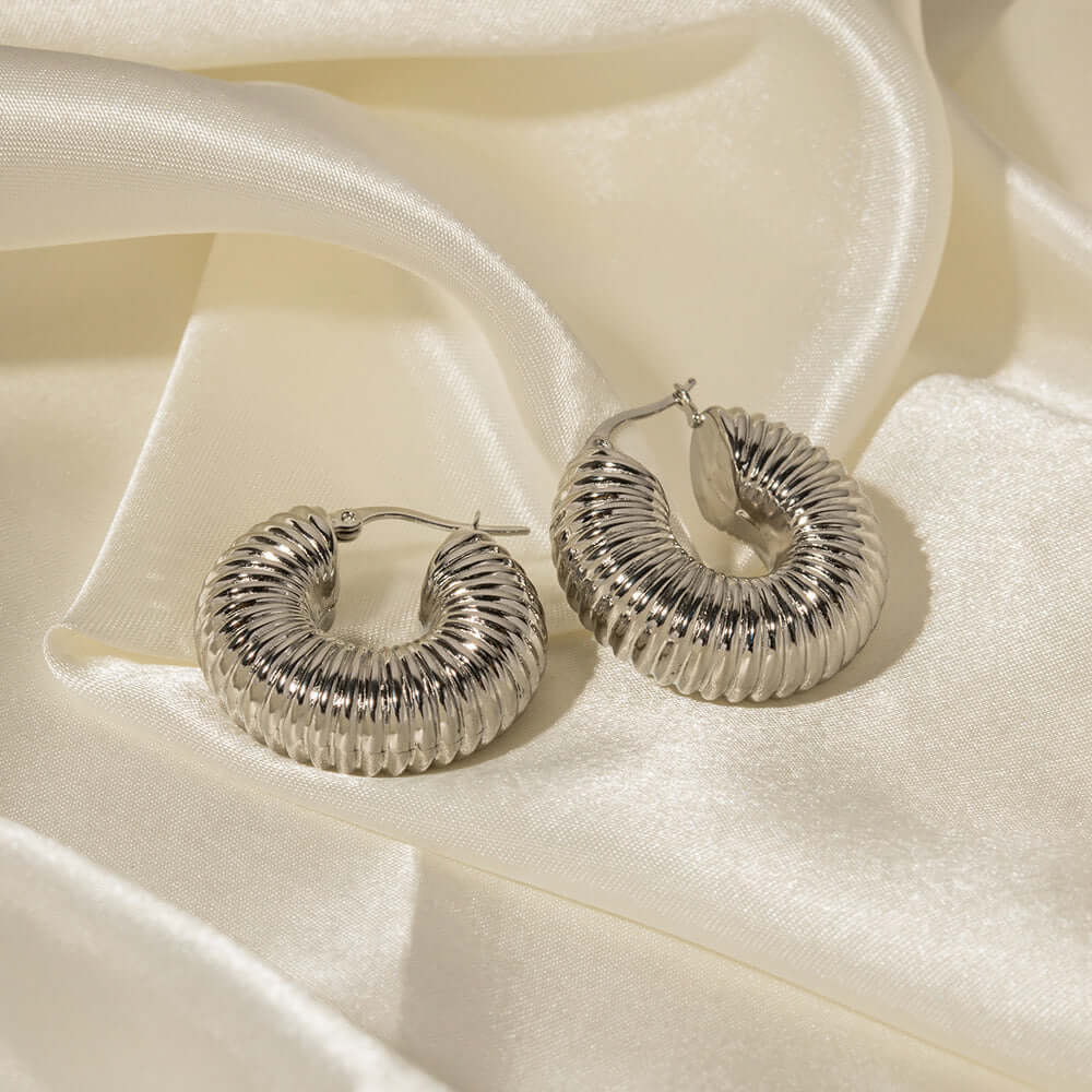18K Gold Plated Spiral Hoop Earrings for Women - Chunky Statement Jewelry | JDE138 | Perfect for Parties, Weddings & Everyday Wear