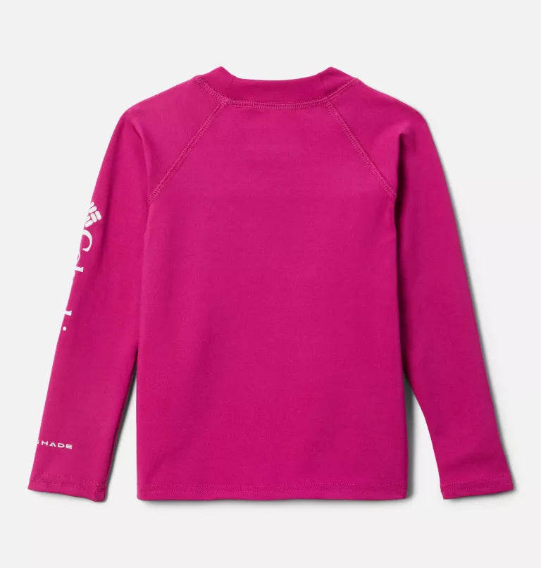Columbia Wild Fuchsia Sandy Shores Long Sleeve Toddler Rash Guard UPF 50+ Sun Protection Swim Shirt for Baby Girls - Beach, Pool & Outdoor Water Activities