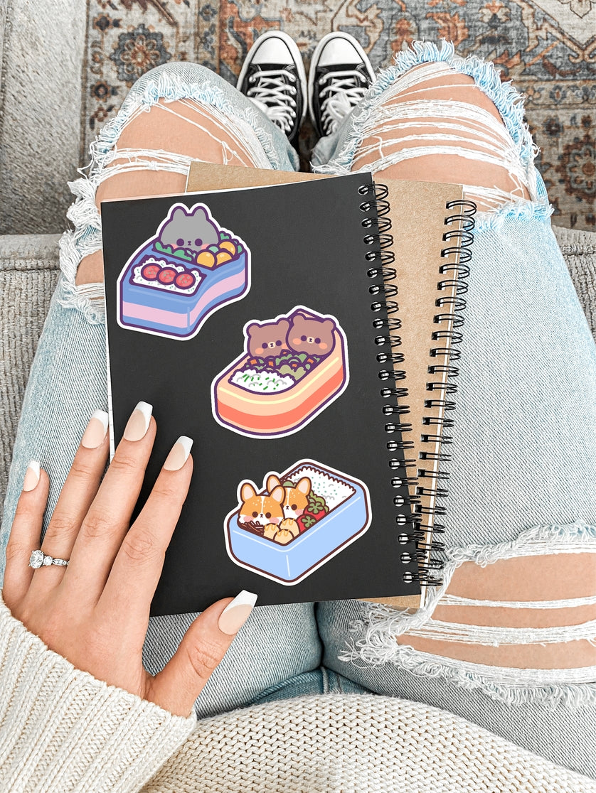 Bear Bento Box Vinyl Sticker - Cute Kawaii Animal Decal for Laptops, Water Bottles & Notebooks - Perfect for School, Office & DIY Crafts