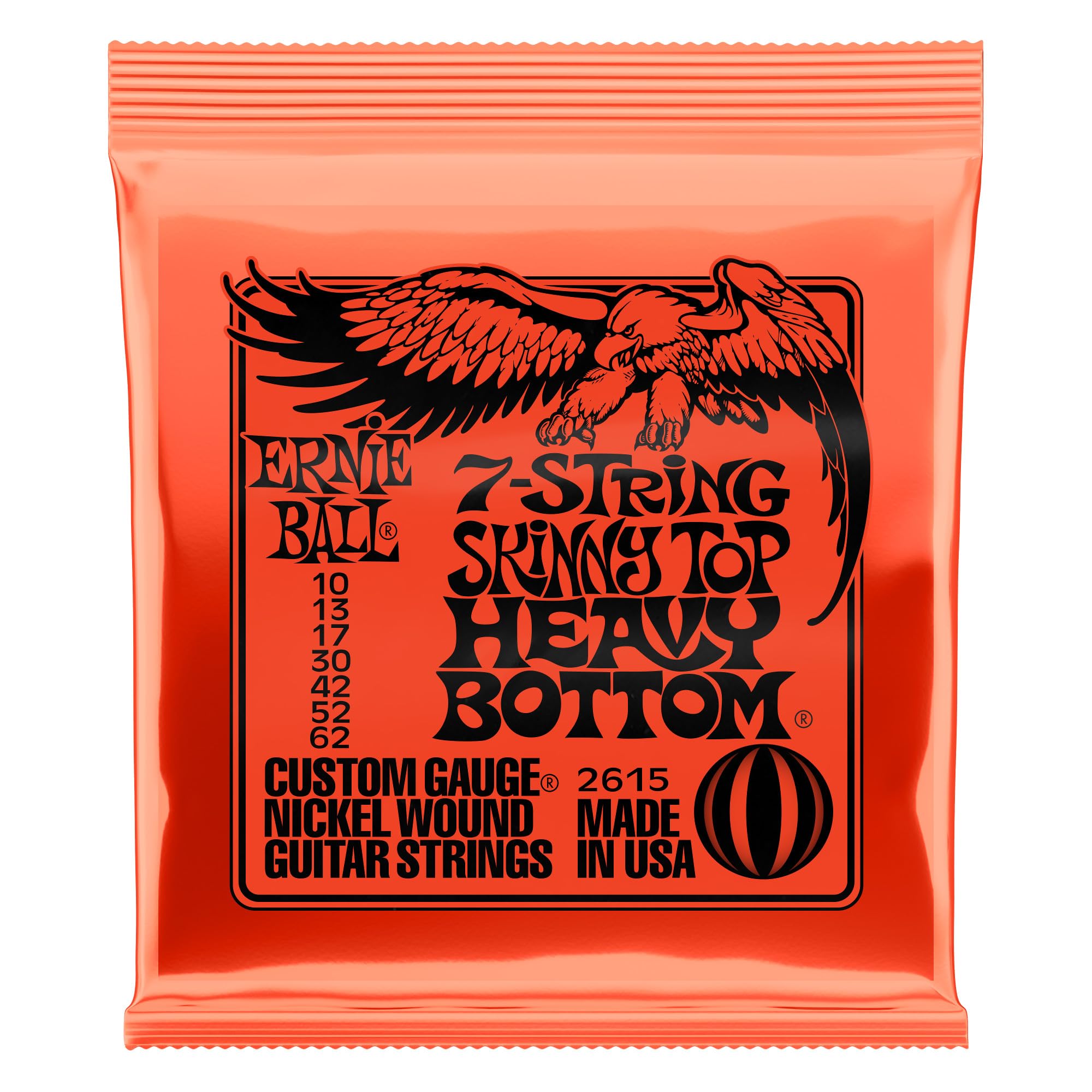 Ernie Ball 7-String Skinny Top Heavy Bottom Slinky Nickel Wound Electric Guitar Strings, 10-62 Gauge (P02615) - Perfect for Metal, Rock & Extended Range Playing