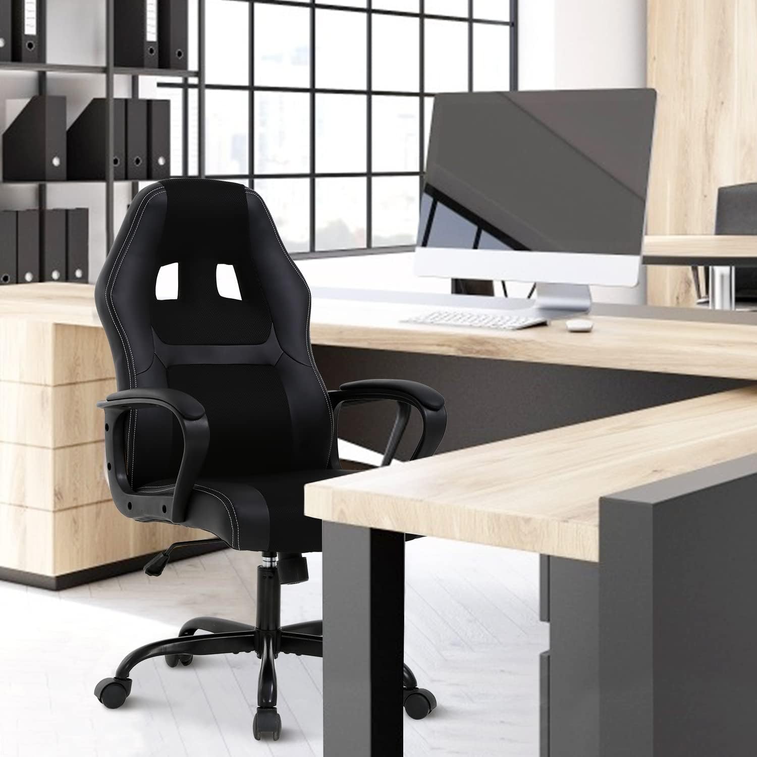Premium Ergonomic Gaming Chair - High Back PU Leather Racing Style Office Chair with Adjustable Lumbar Support & Headrest - Comfortable Swivel Computer Desk Chair for Home Office, Gaming Room & Esports Setup
