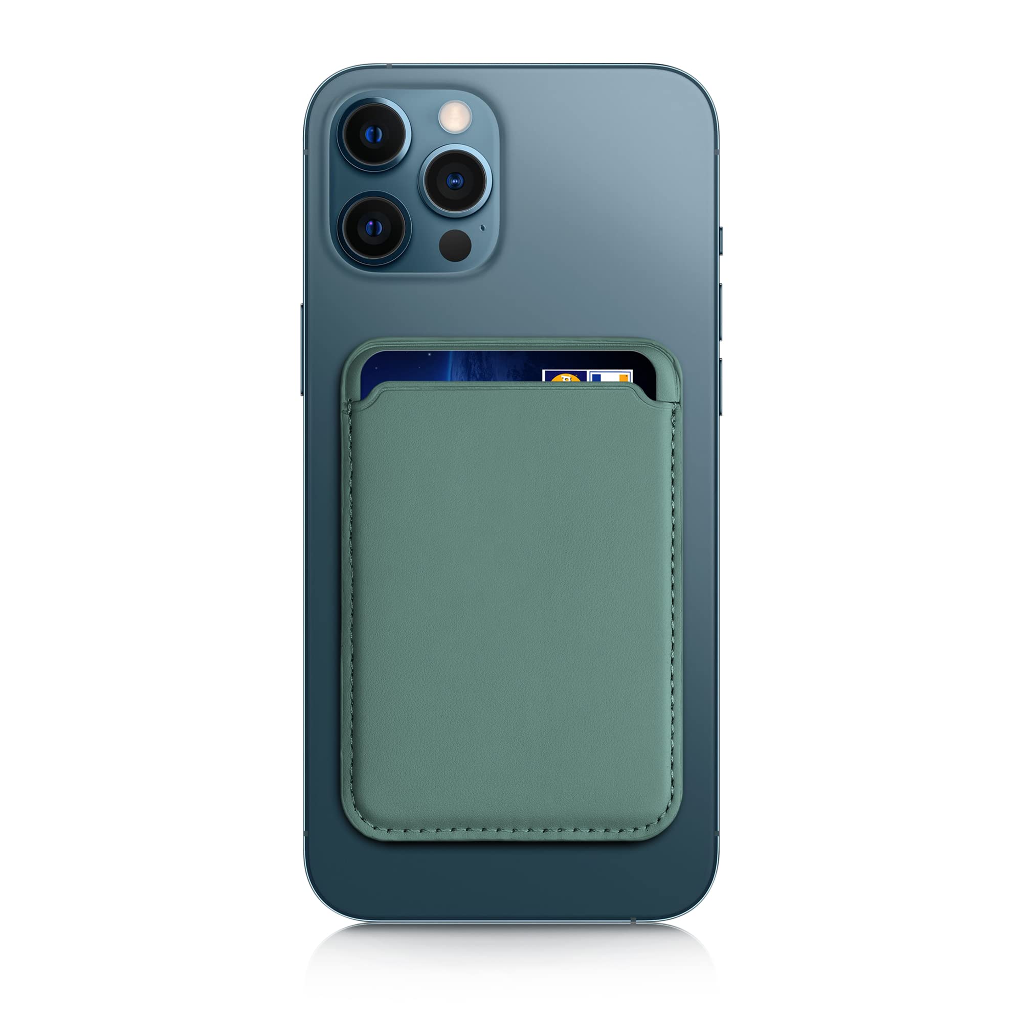 kwmobile Magnetic PU Leather Card Holder for Apple iPhone 16/15/14/13/12 Series - Slim Credit Card Wallet Case with MagSafe Compatibility - Matte Oil Finish - Perfect for Daily Commute & Contactless Payments