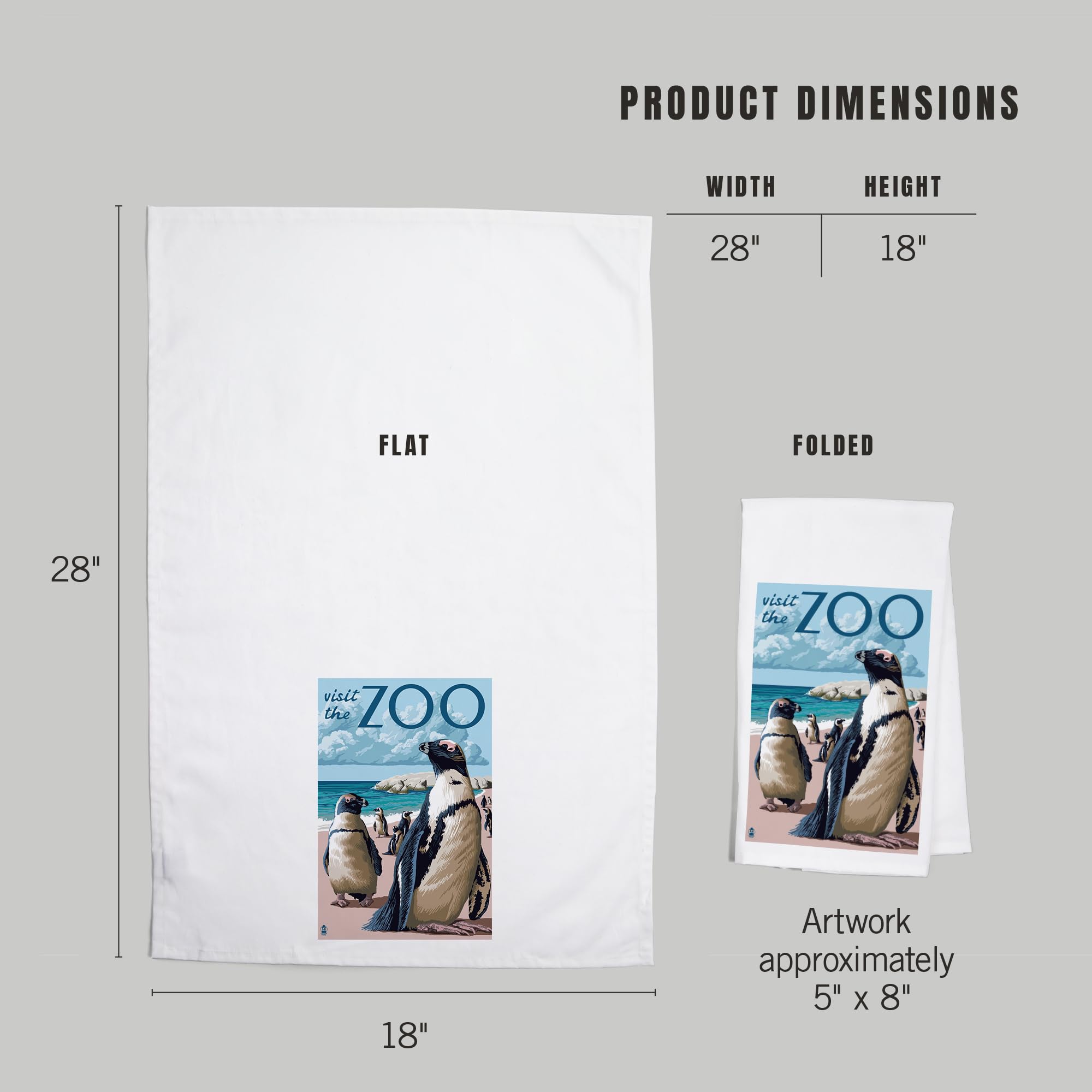 Lantern Press Black-Footed Penguins Zoo Visit - 100% Cotton Tea Towel & Decorative Hand Towel for Kitchen, Home Decor | Perfect for Dish Drying, Gift Giving & Coastal Theme Decor