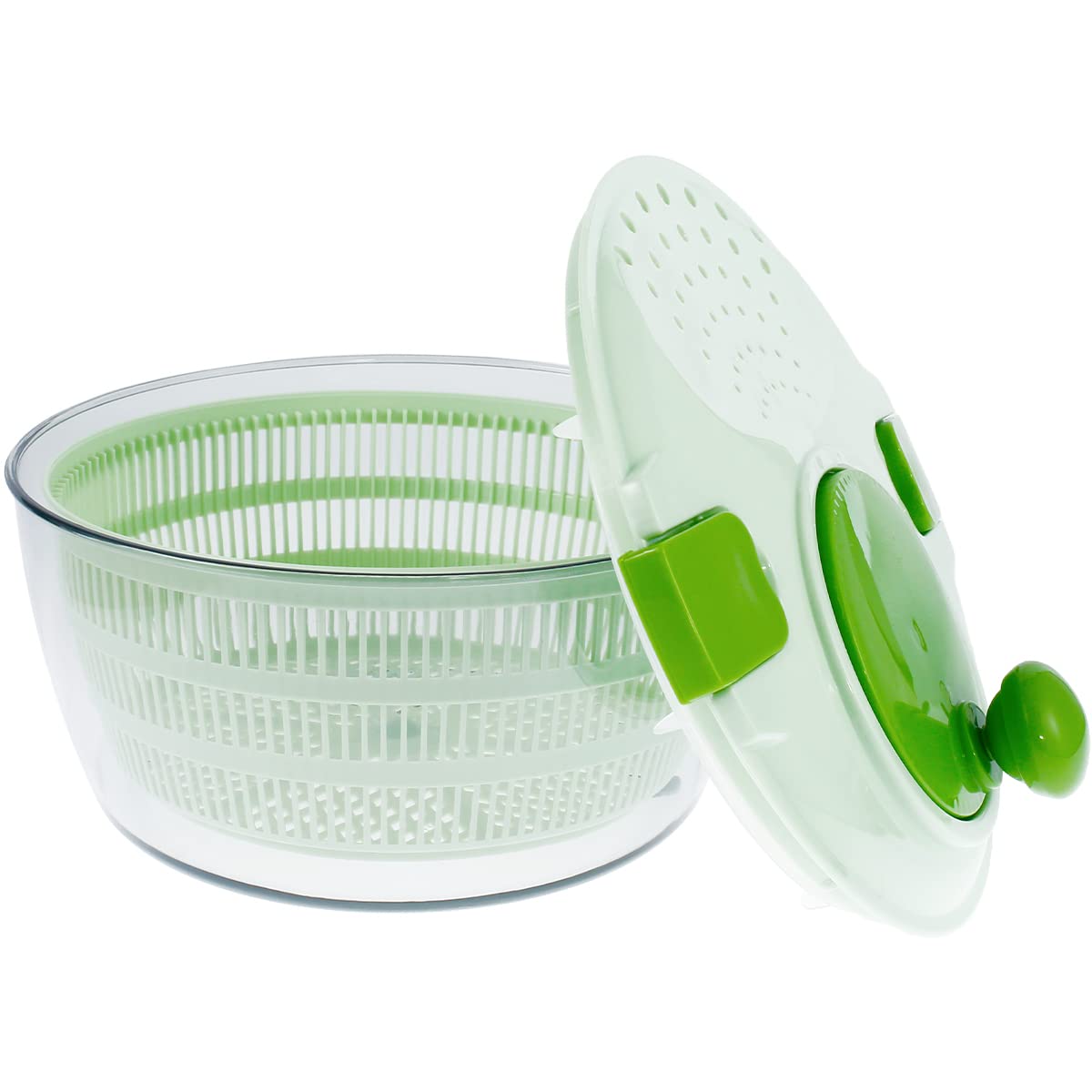 Kuphy 4L Large Salad Spinner - Manual Vegetable Leaf Dryer & Drainer with Easy Spin Handle - Multi-Function Lettuce & Fruit Washer with Washing Basket - Perfect for Kitchen, Meal Prep & Healthy Eating