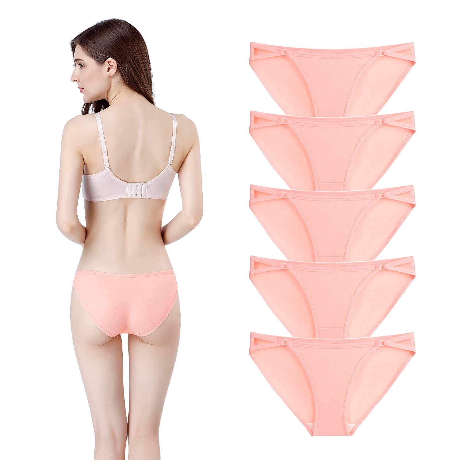 Seasment Women's Cotton Underwear - Soft Full Back Coverage Bikini Panties (5-Pack) | Comfortable Everyday Wear for Work, Yoga & Sleep