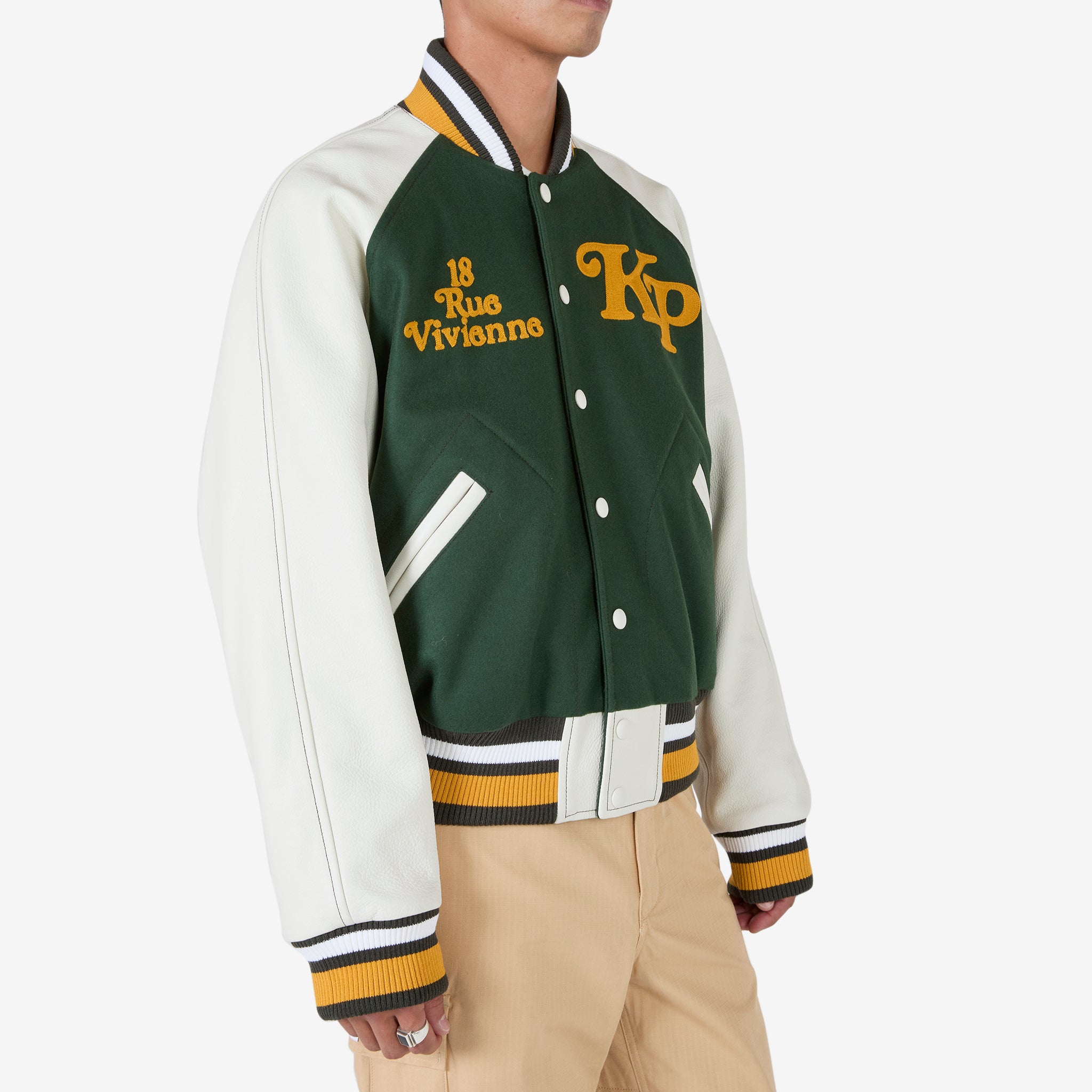 KENZO by Verdy Varsity Jacket in Dark Khaki - Stylish Vintage Baseball Jacket for Men & Women | Perfect for Streetwear, Casual Outfits, and Fashion Statements