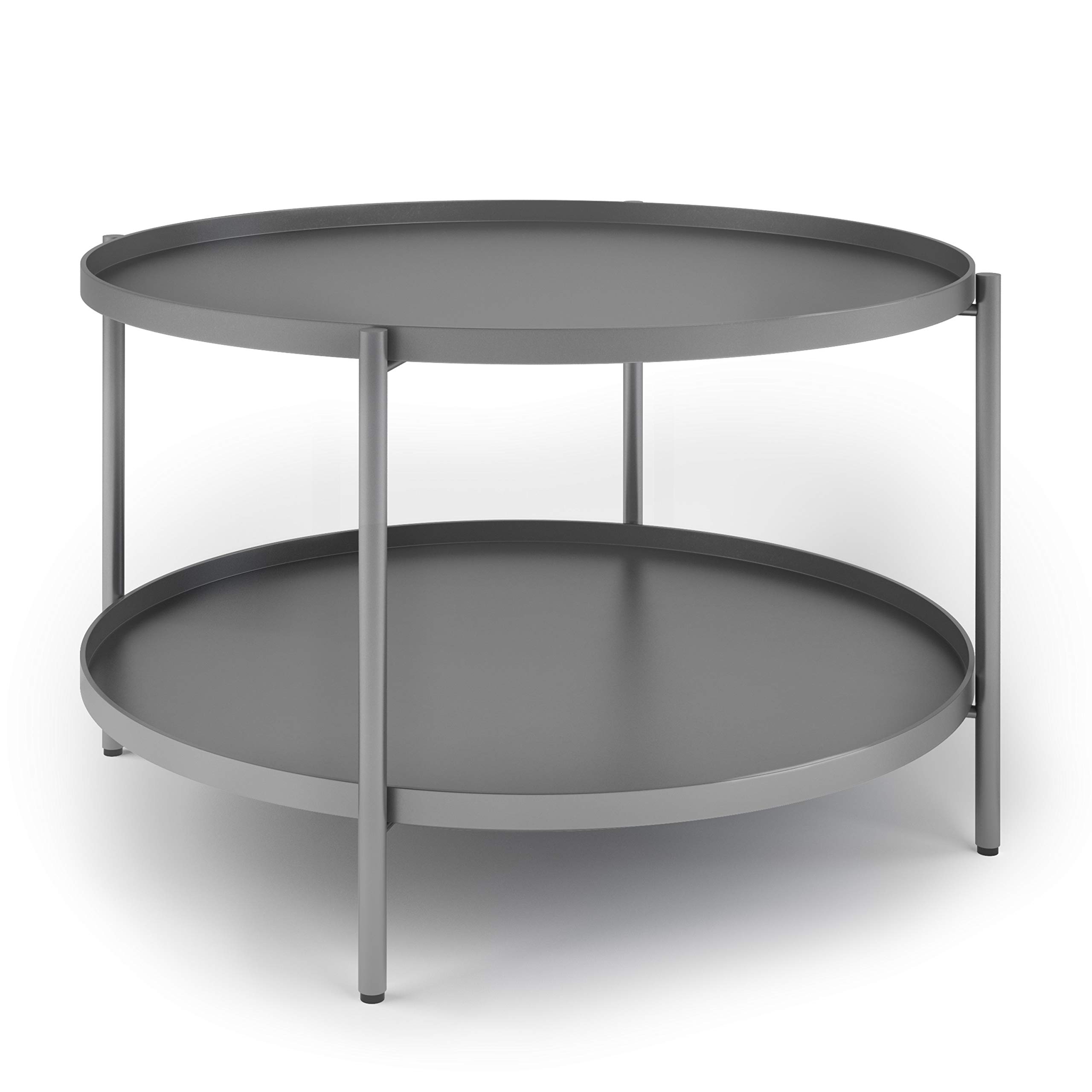 SIMPLIHOME Monet Industrial 32 Inch Wide Metal Coffee Table in Storm Grey - Modern Rustic Living Room Furniture for Home & Office Decor | Perfect for Family Gatherings, TV Nights & Lounge Areas