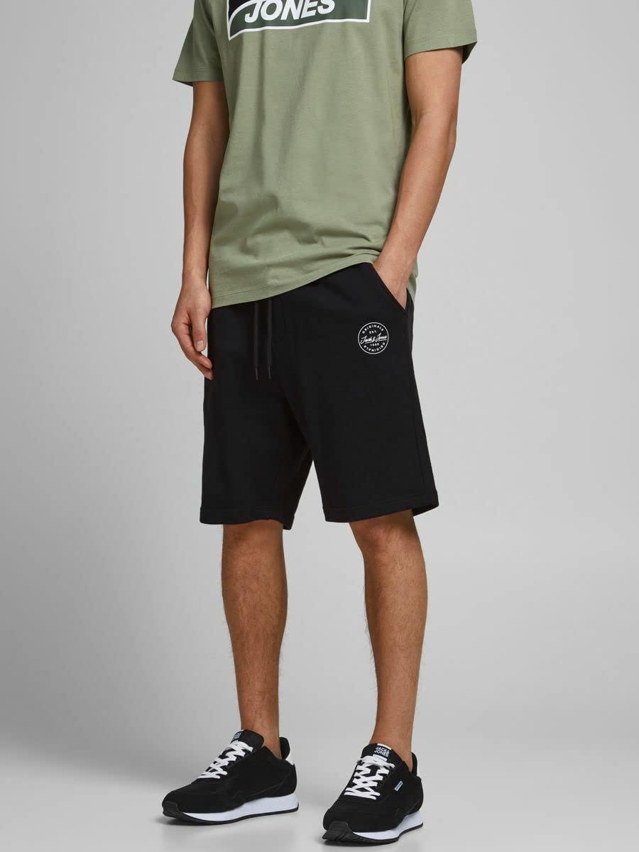 JACK & JONES Men's Adjustable Elastic Waist Shark Print Swim Shorts with Drawstring - Perfect for Beach, Pool, and Summer Vacation