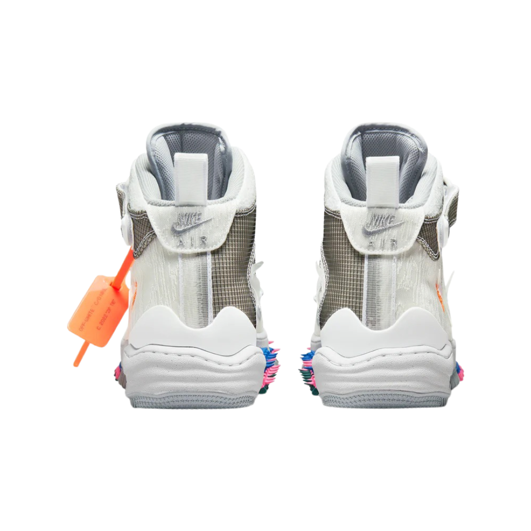 Off White x Nike Air Force 1 Mid Sneakers - Track White/Clear Black - Limited Edition Basketball Shoes for Streetwear & Urban Fashion