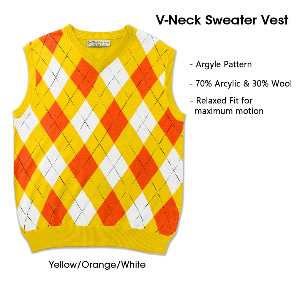 Men's Argyle Sweater Vest & 3-Pack Socks Set - Classic Pullover Golf Vest for Casual Wear & Sports - Perfect for Golfing, Office & Winter Outfits