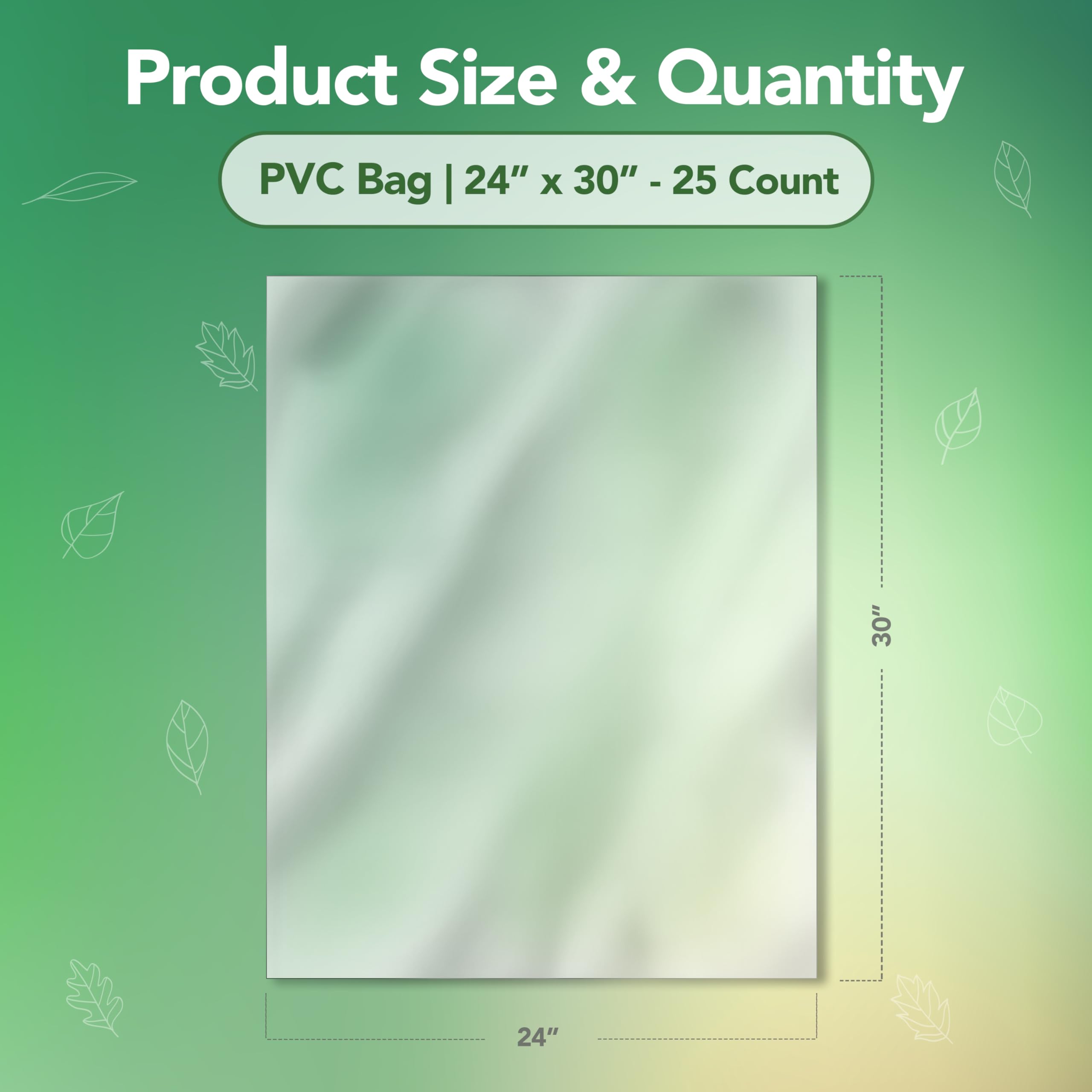 25 Pack Clear PVC Plastic Shrink Wrap Bags 24x30 Inches for Gift Baskets & Food Packaging - Seal Fresh Presents, Fruits & Baked Goods - Ribbon & Basket Not Included