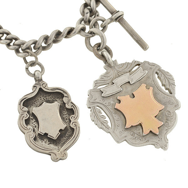 Victorian Style Sterling Silver & Rose Gold Medallion Festoon Necklace - Elegant Antique Jewelry for Women, Perfect for Weddings, Parties & Special Occasions