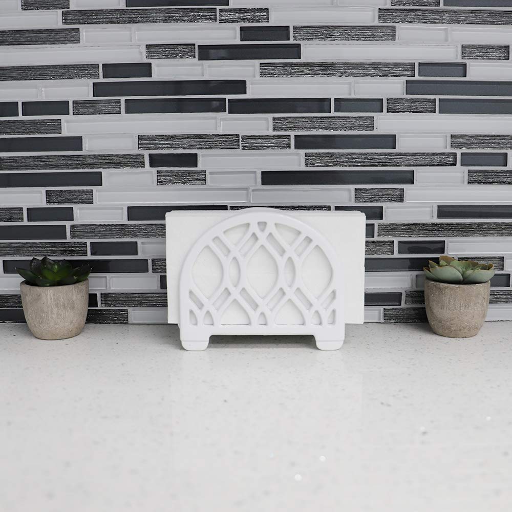 Home Basics Iris Arch Vertical Upright Cast Iron Napkin Holder - Set of 2, White - Elegant Tableware for Dining Room, Kitchen, Restaurant & Party Decor