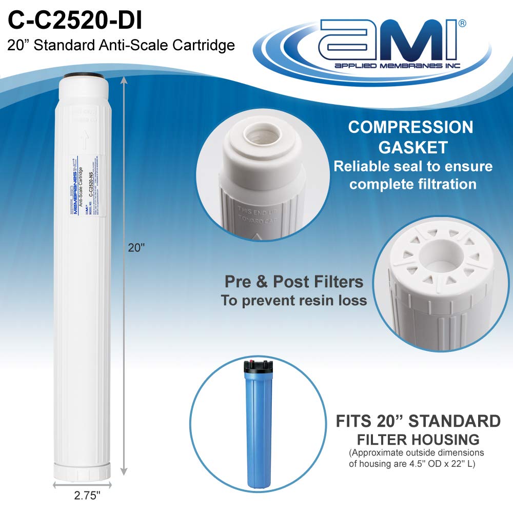 20-Inch Anti-Scale Water Filter Cartridge for Standard Housing | Reduces Limescale & Protects Appliances | Perfect for Home, RV & Office Water Filtration Systems