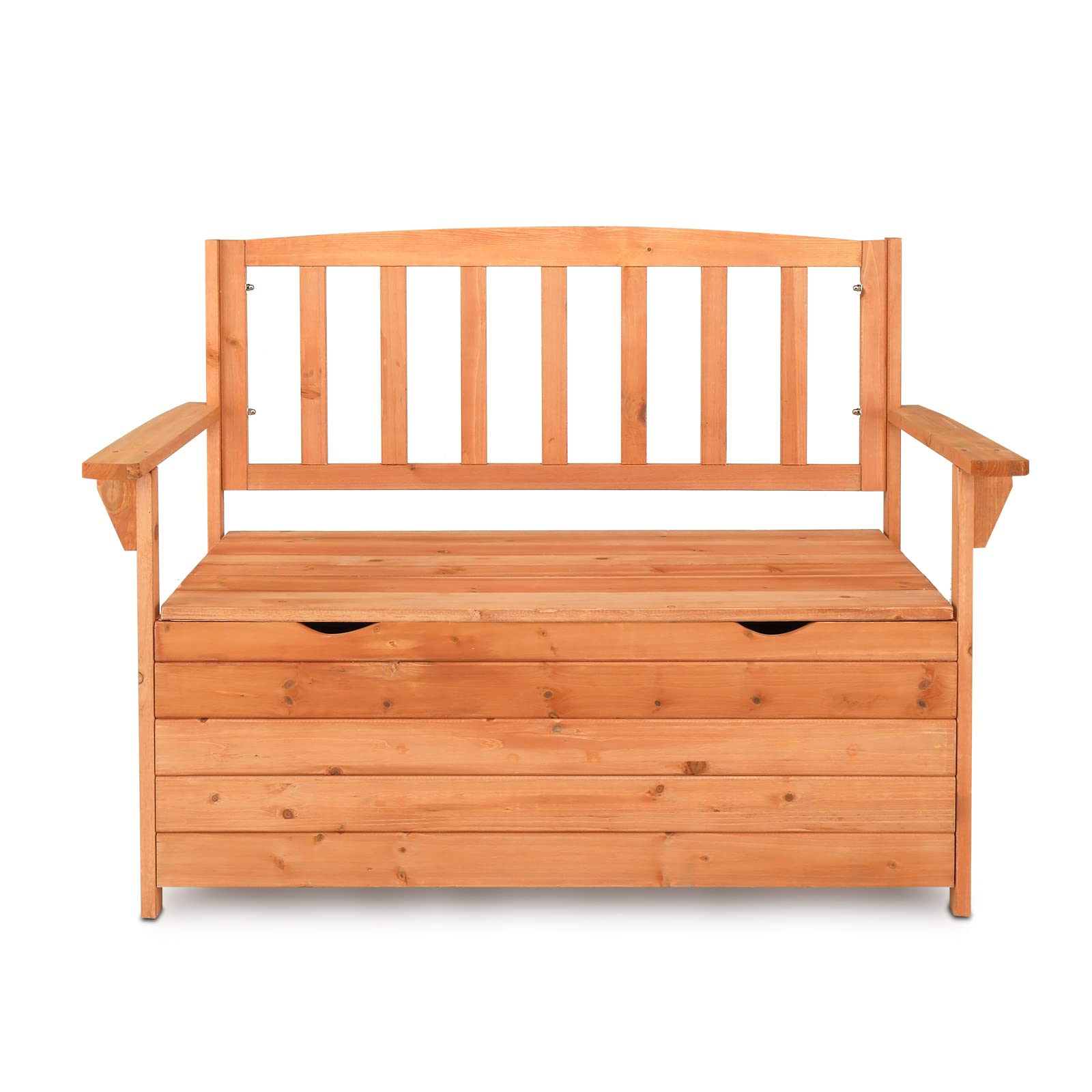 Fir Wood Storage Bench Deck Box - Outdoor Patio Seating with Storage, Garden Courtyard Furniture for Deck, Porch, and Backyard Decor | Perfect for Storing Cushions, Gardening Tools, and Outdoor Accessories