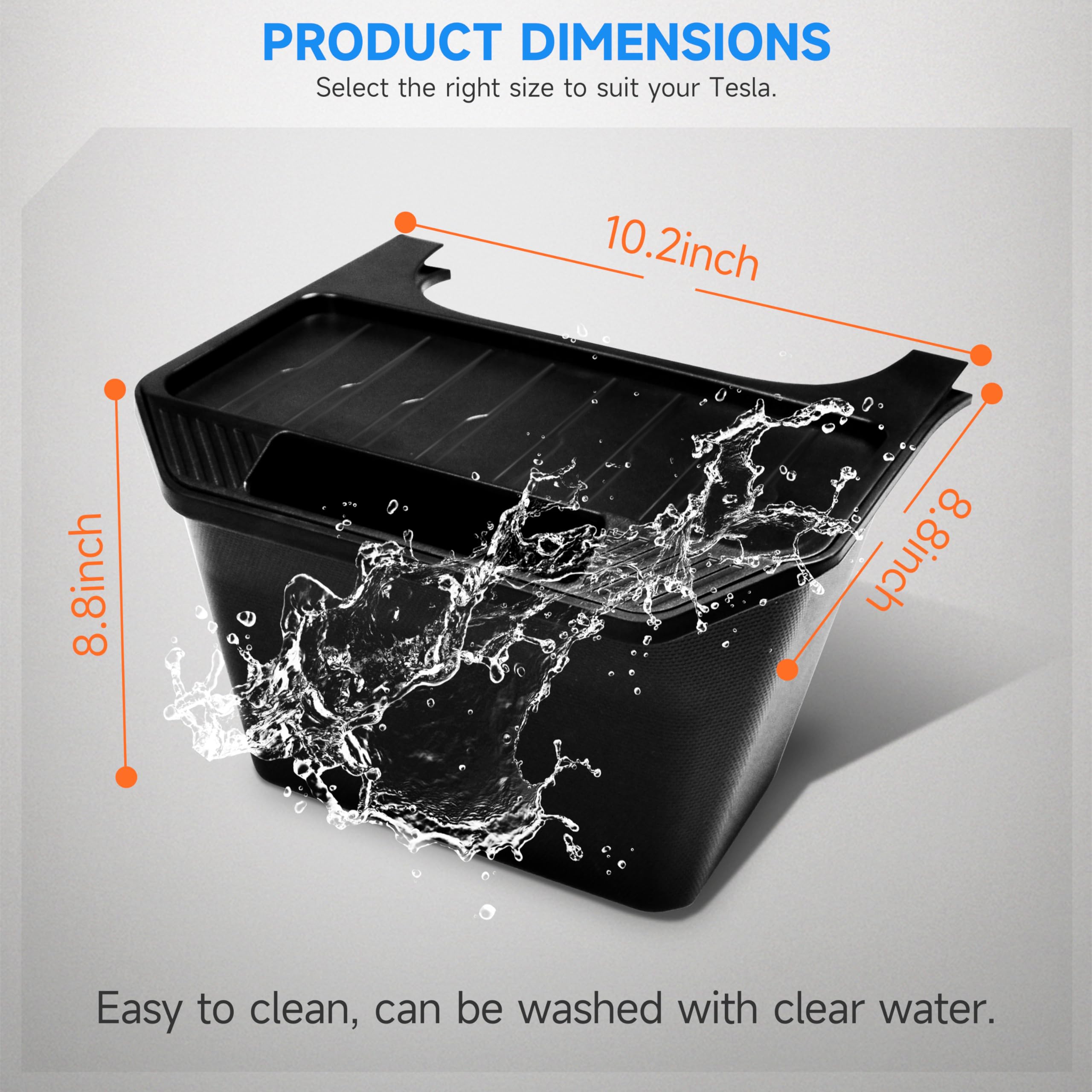Tesla Model Y Rear Center Console Organizer 2020-2024 - Waterproof TPE Storage Box with Anti-Slip Lid - Car Trash Can & Seat Gap Organizer - Perfect for Road Trips, Family Travel & Daily Commute