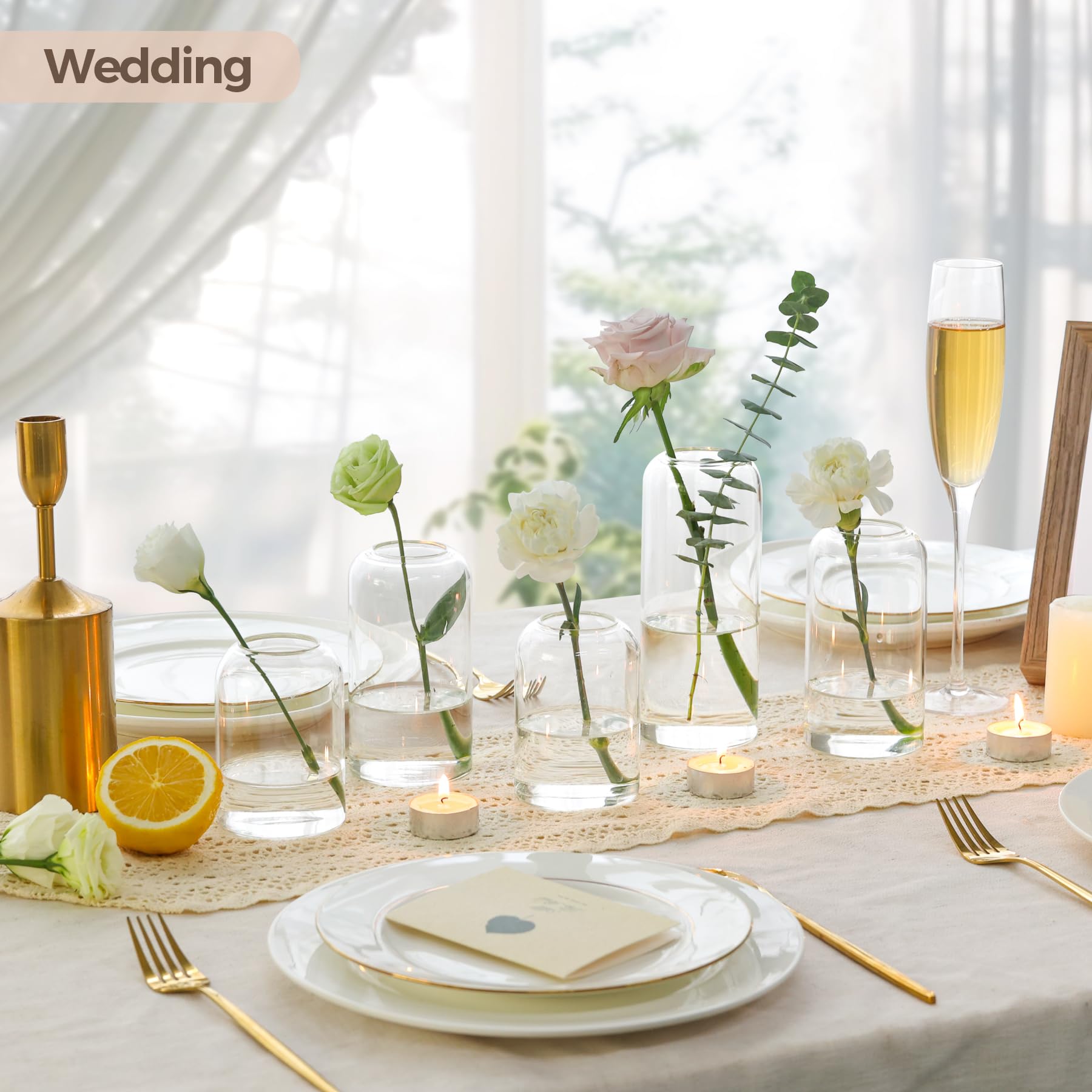 12 Pack Small Glass Flower Vases - Clear Bud Vases Bulk Set for Home Decor, Wedding Centerpieces, Bathroom & Table Decorations - Perfect for Housewarming, Valentine's Day, Mother's Day & Thanksgiving Gifts