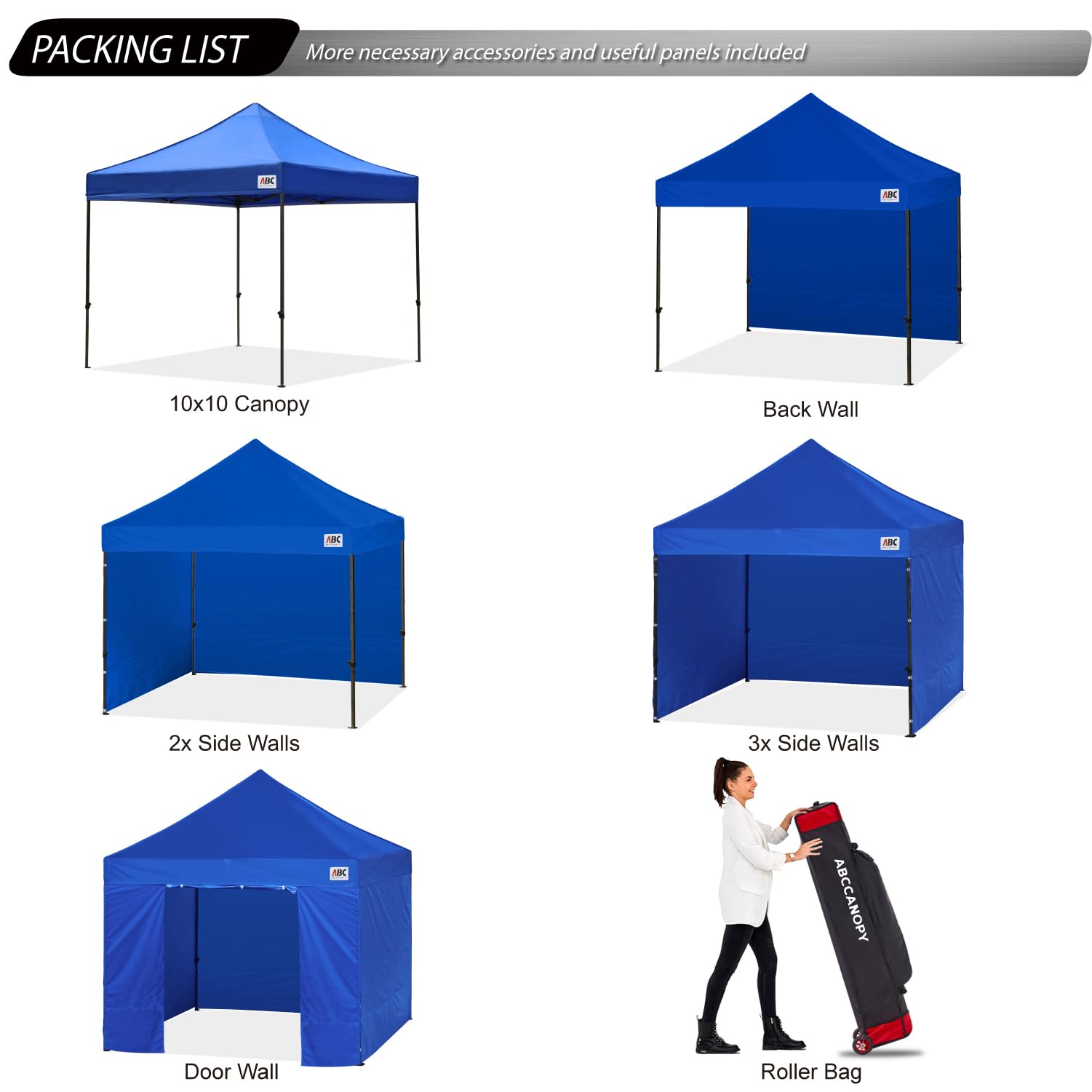 ABCCANOPY Heavy Duty 10x10 Pop Up Canopy Tent with Sidewalls - Royal Blue | Instant Shelter for Outdoor Events, Parties, Camping & Tailgating