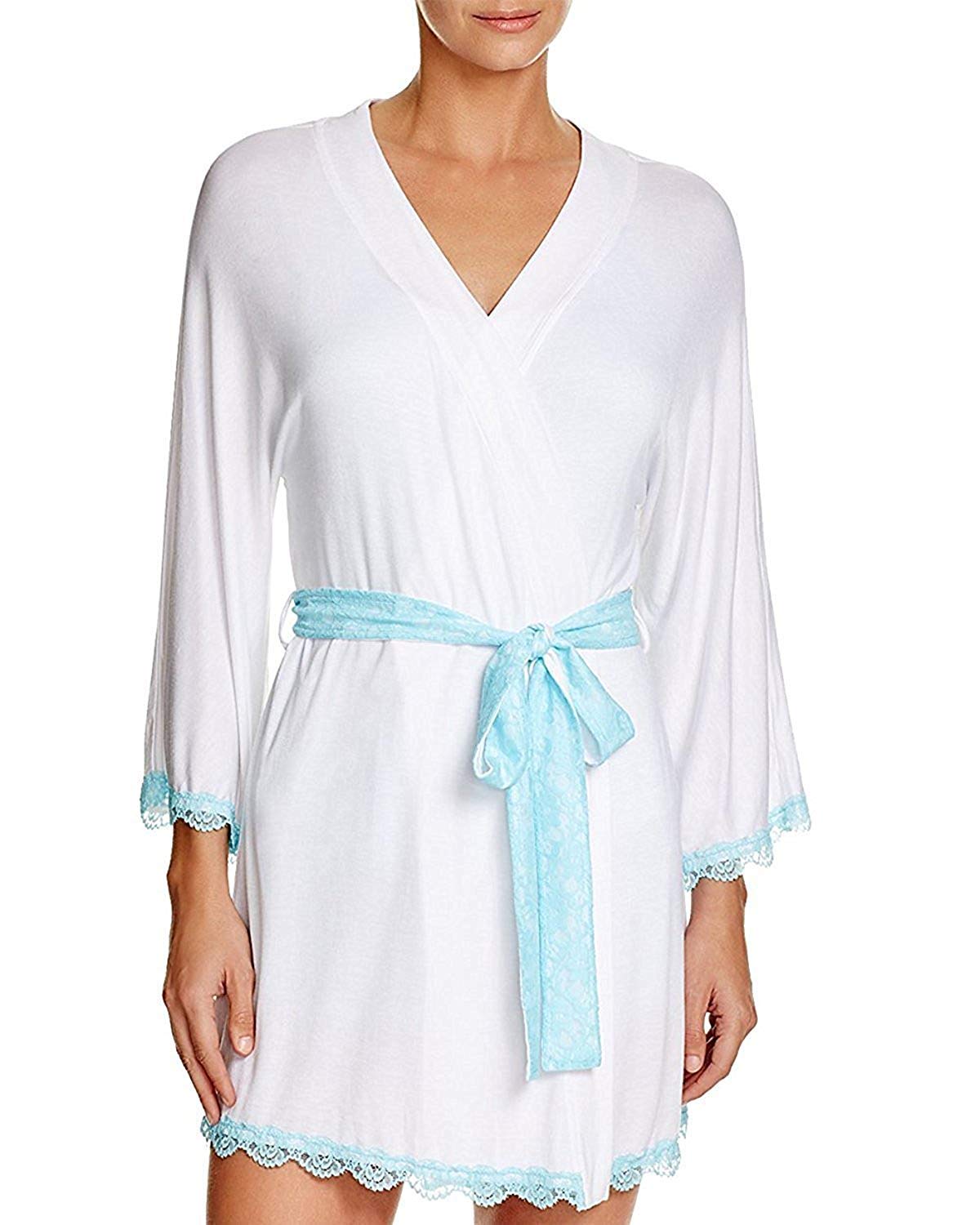 Honeydew Women's All American Bride Lace Trim Wrap Robe - White Lace Bridal Robe for Wedding Morning, Bridal Shower & Honeymoon - Soft & Elegant Wedding Party Gown