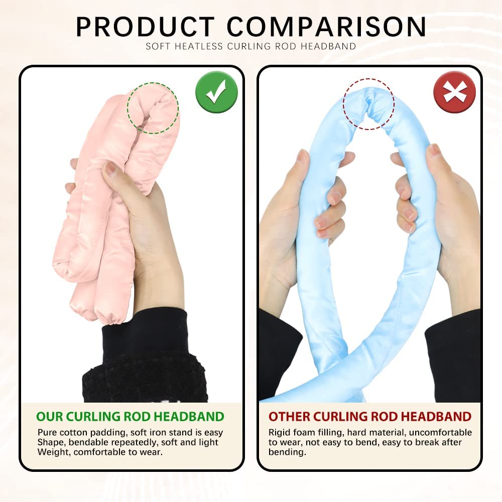 CUBIZ Heatless Hair Curlers for Long Hair - No Heat Curling Rod Headband for Overnight Sleeping, Soft Foam Hair Rollers for Natural Waves | Perfect for Bedtime Styling, Travel & Damage-Free Curls