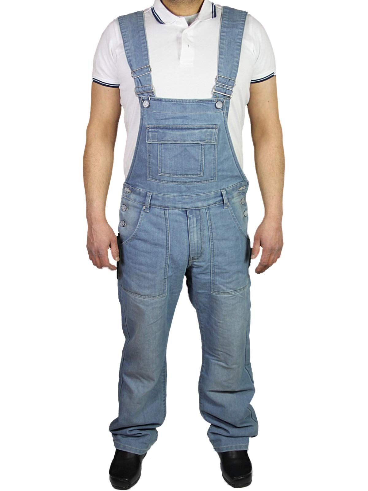 McCarthy Men's Light Wash Blue Denim Overalls - King Size Dungaree Jeans for Workwear & Casual Fashion