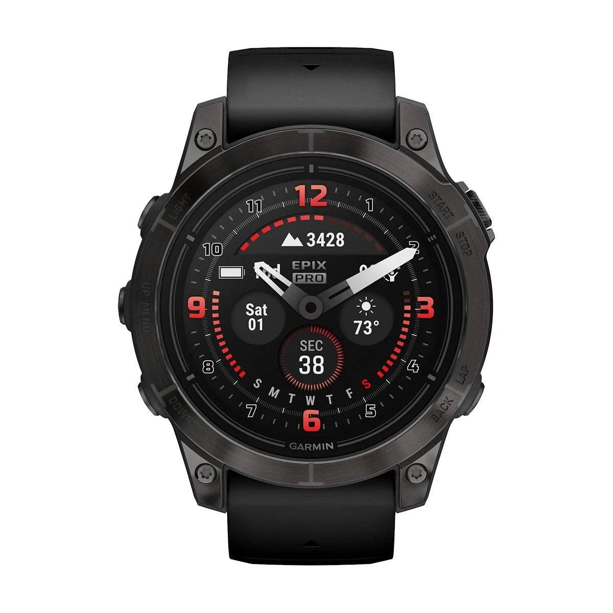 Garmin Epix Pro Gen 2 Smartwatch 47mm Sapphire Edition - Carbon Gray DLC Titanium Case with Black Silicone Band | GPS Fitness Tracker for Running, Hiking & Outdoor Adventures