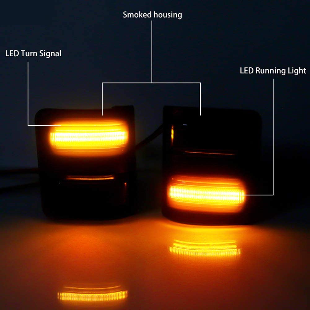 2008-2016 Ford F250 F350 F450 Super Duty Smoked Amber LED Side Marker Lights - Replacement Mirror Turn Signal Lamps for Enhanced Visibility & Safety (Pair) - Perfect for Night Driving, Off-Roading & Truck Customization