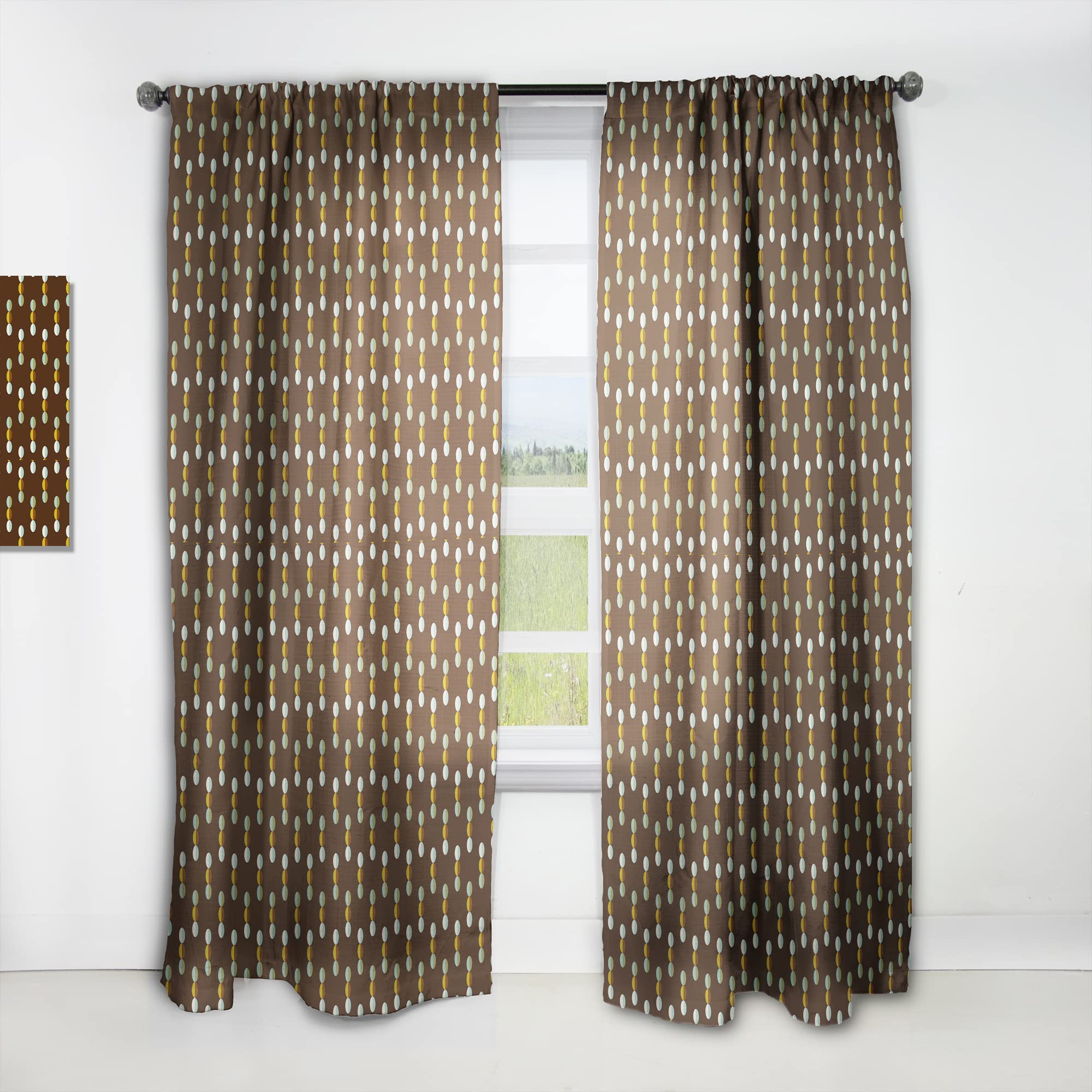 Geometric Mod Dot Blackout Curtains - Thermal Insulated Single Panel (52x120 Inch) for Bedroom & Living Room - Modern Window Drapes for Home Decor & Light Blocking